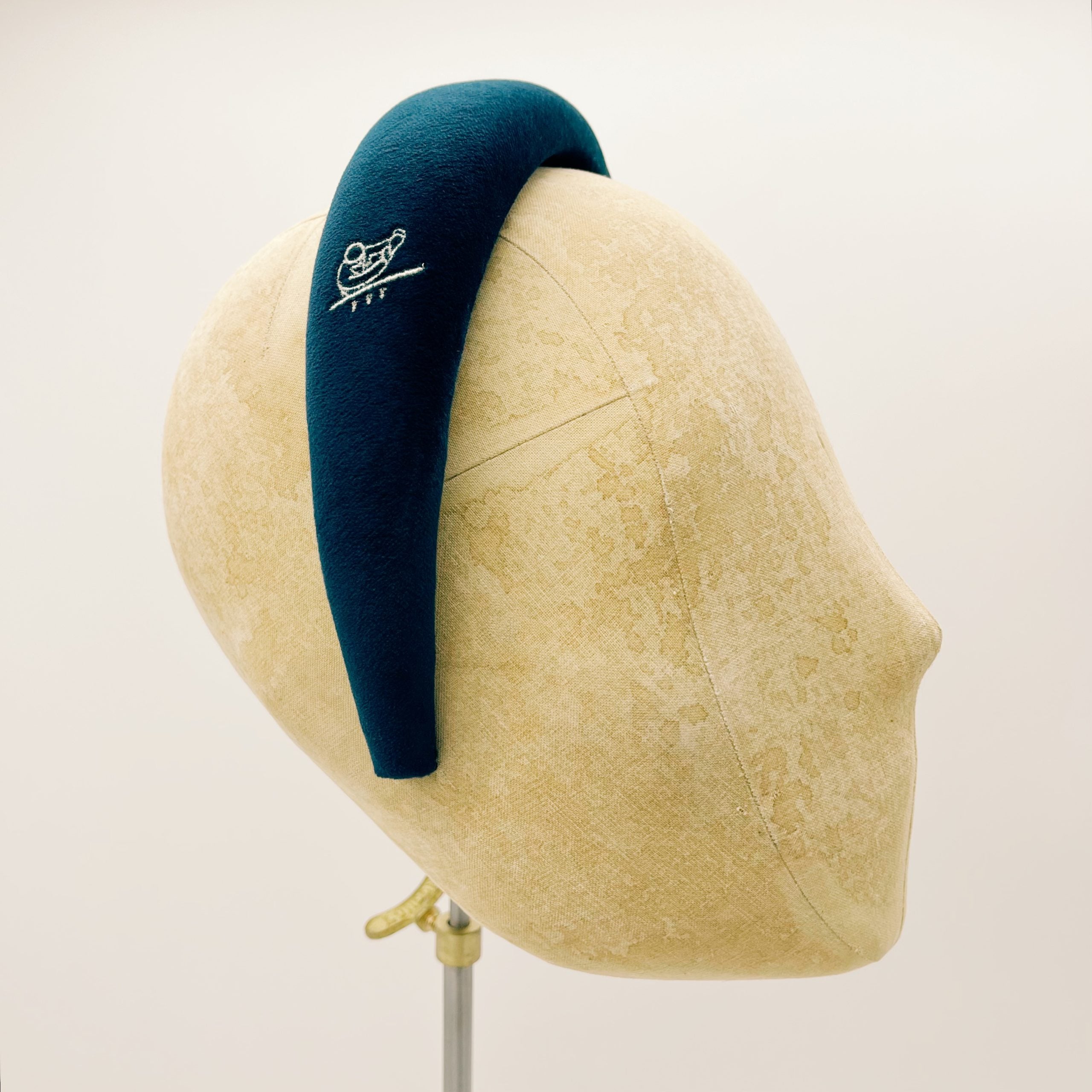 Evelyne Aymon x Cipriani Headband - Blue Padded with Embroidery