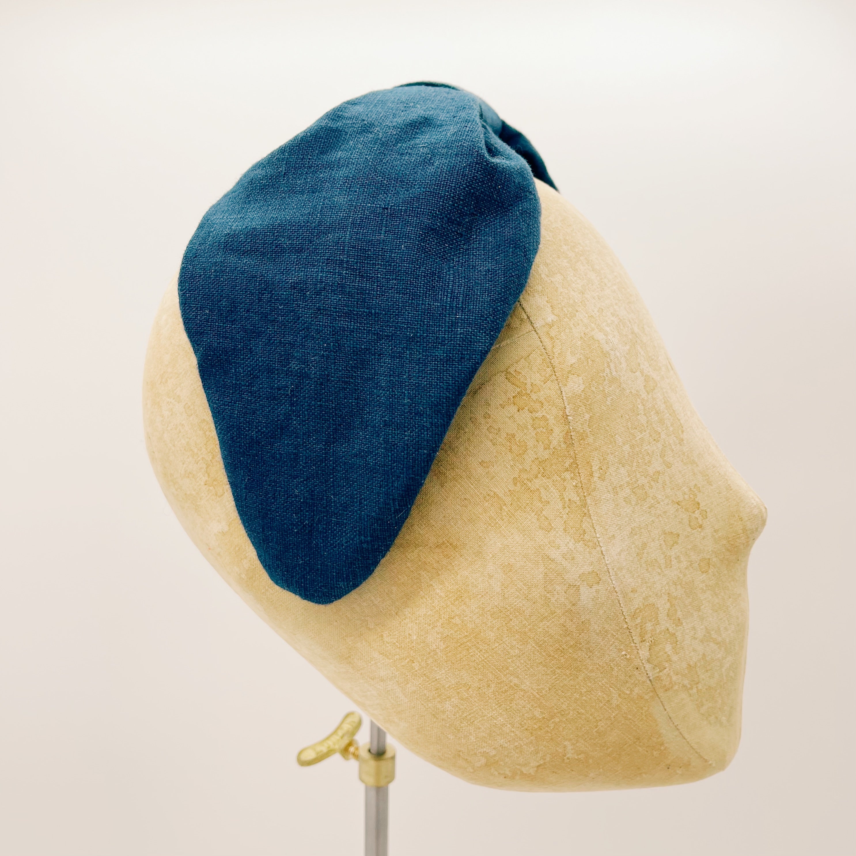 Headband Linen Dark Teal Leaf