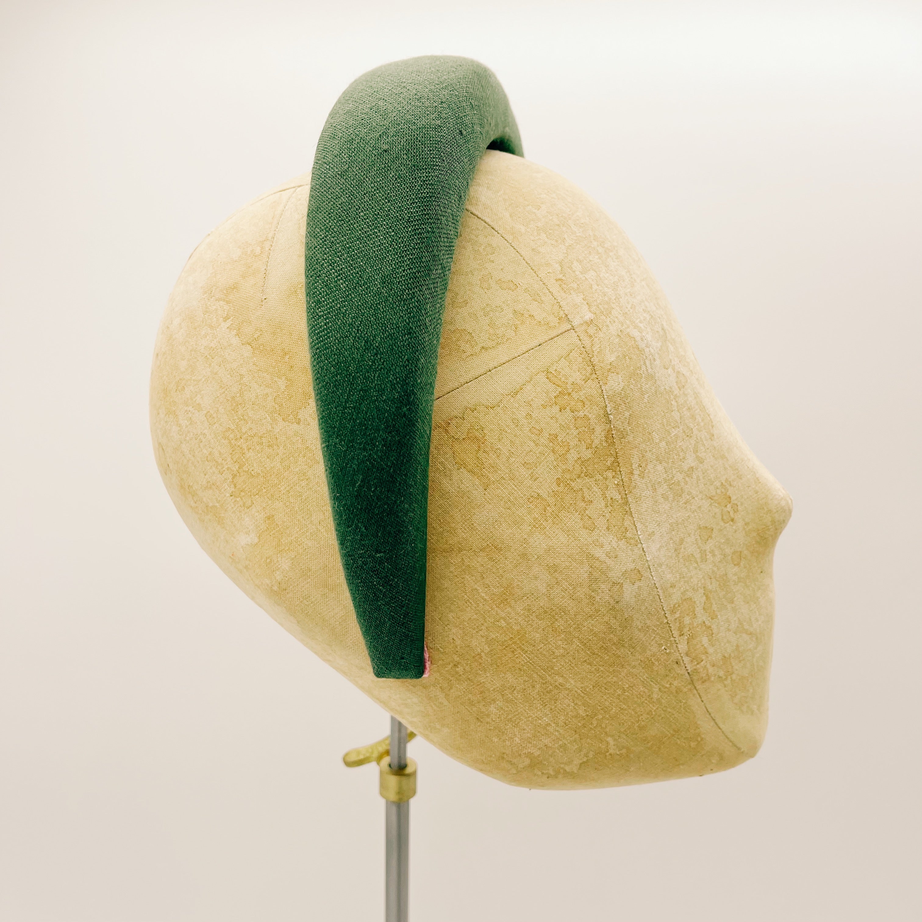 Cerchietto Lino Dark Green Padded