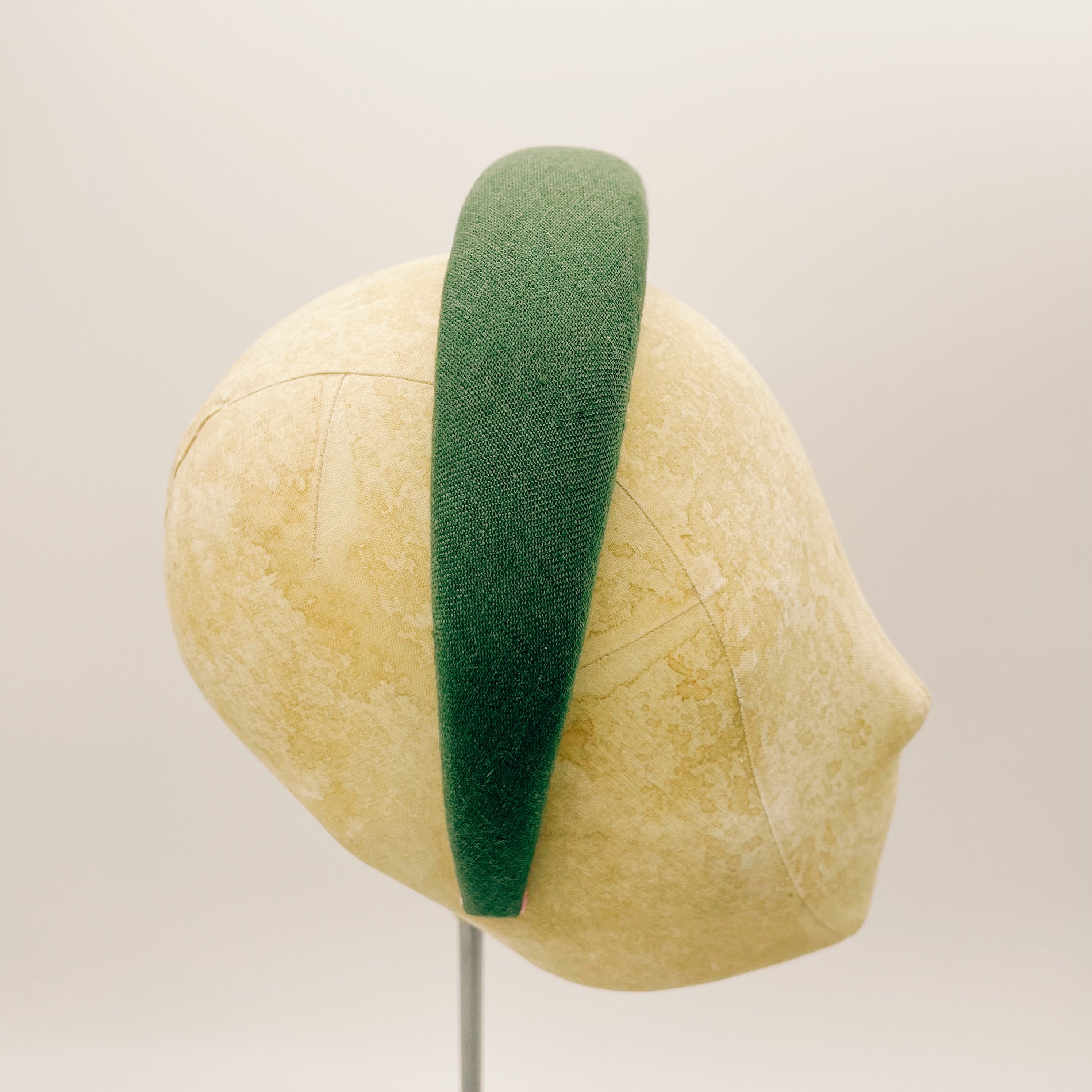Cerchietto Lino Dark Green Padded