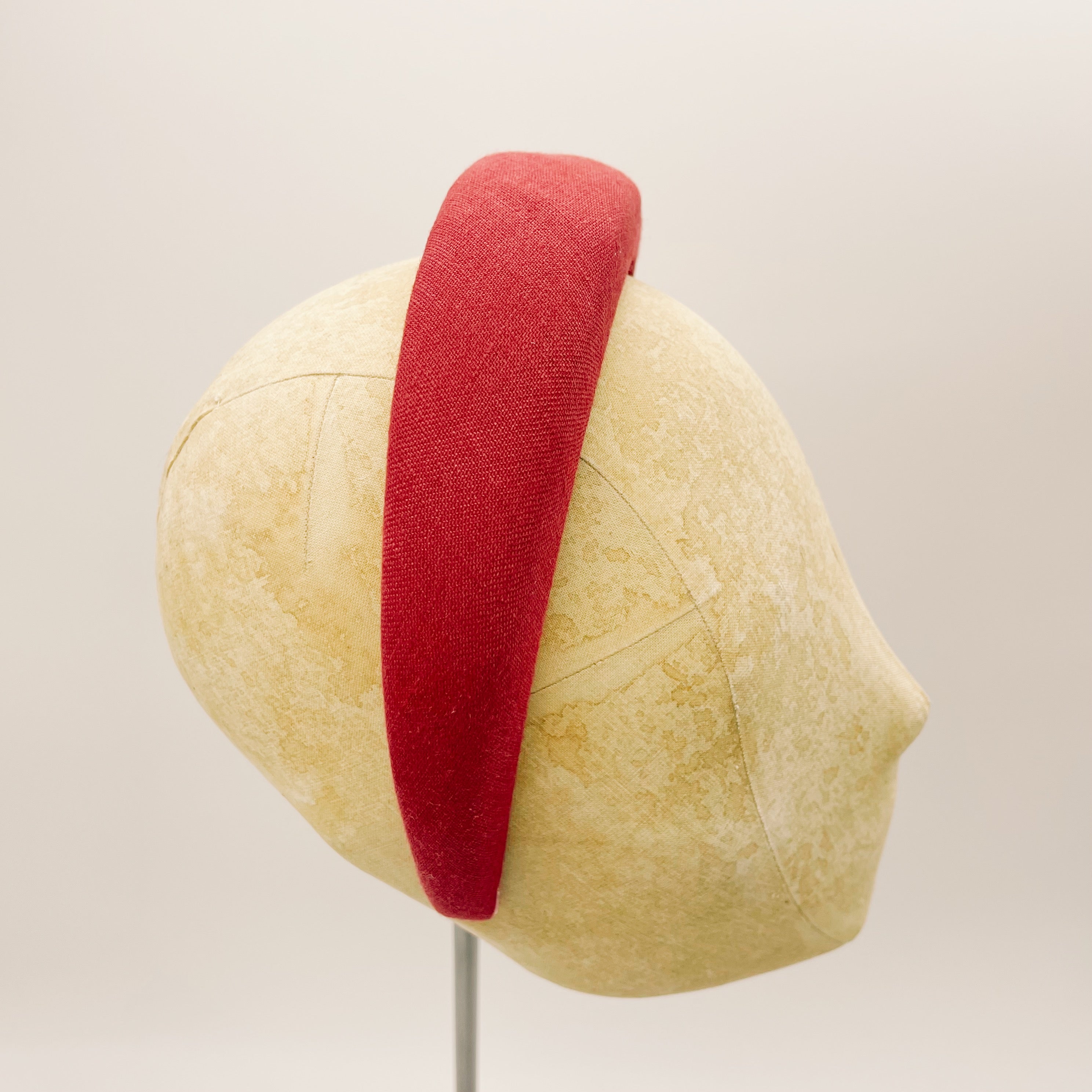 Headband Linen Berry Red Padded