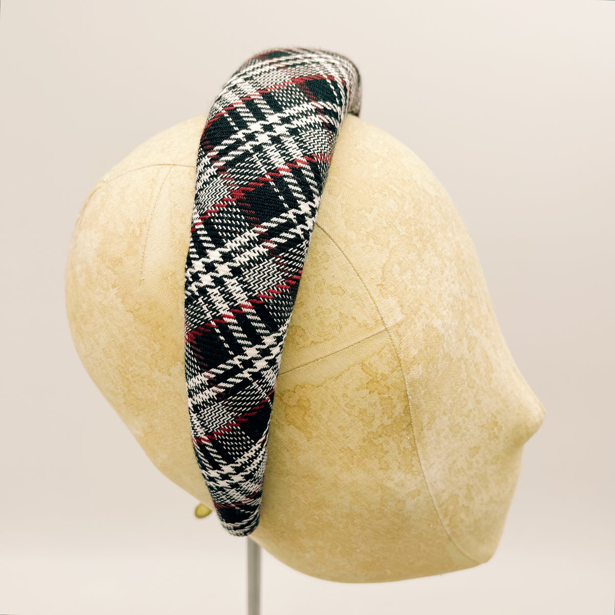 Cerchietto Black Tartan Padded