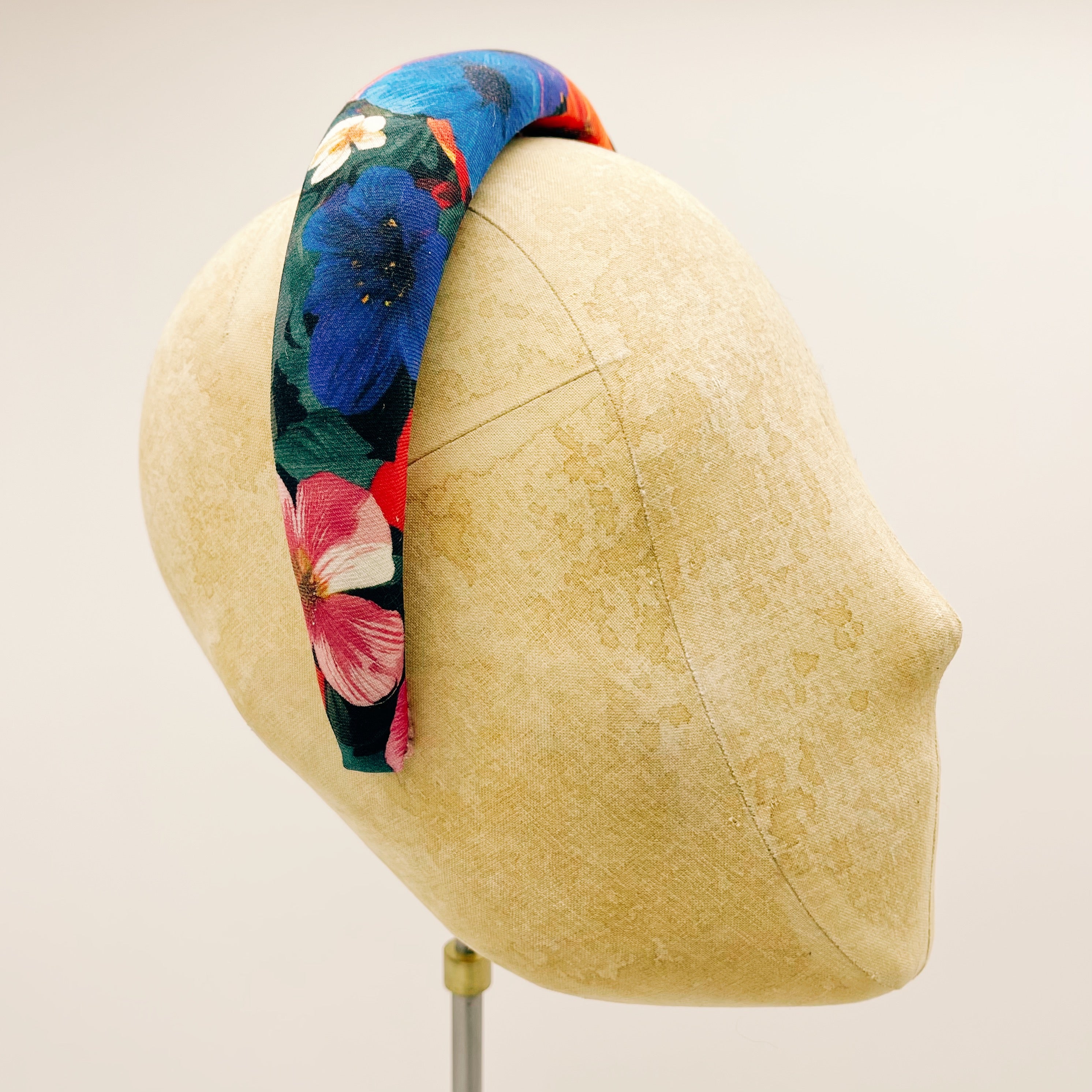 Blue Flowers Padded Headband