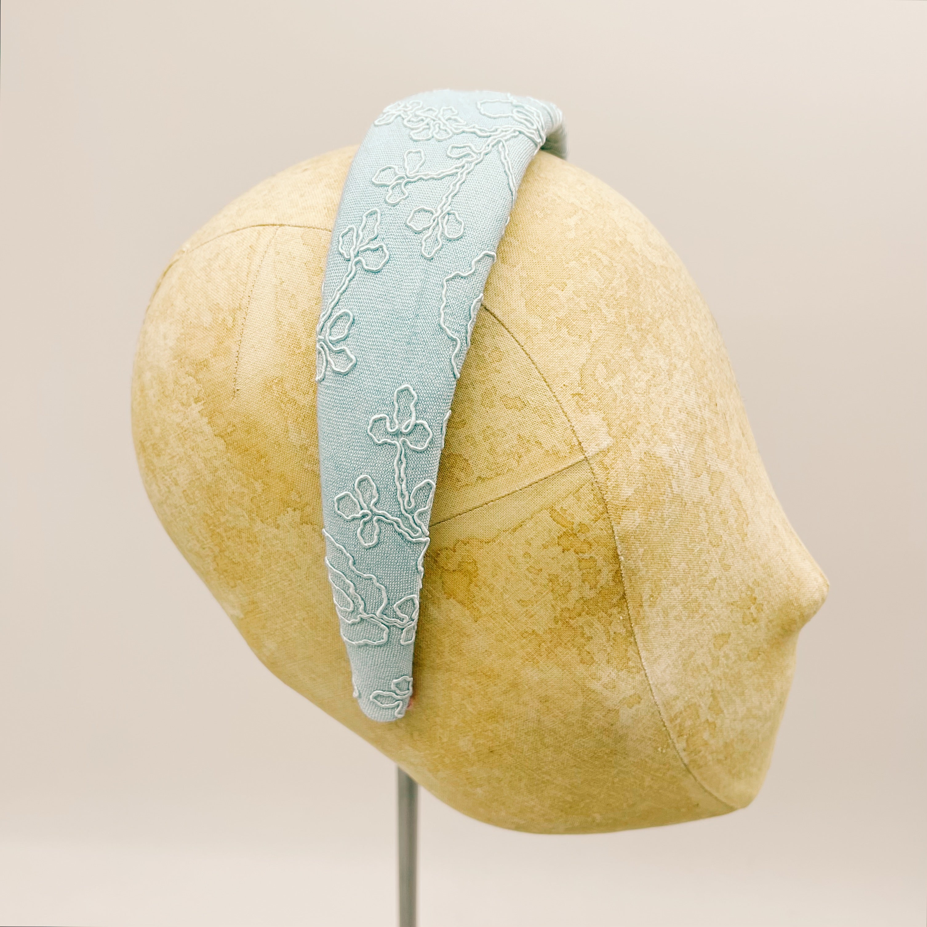 Bloom Embroidered Light Blue Headband