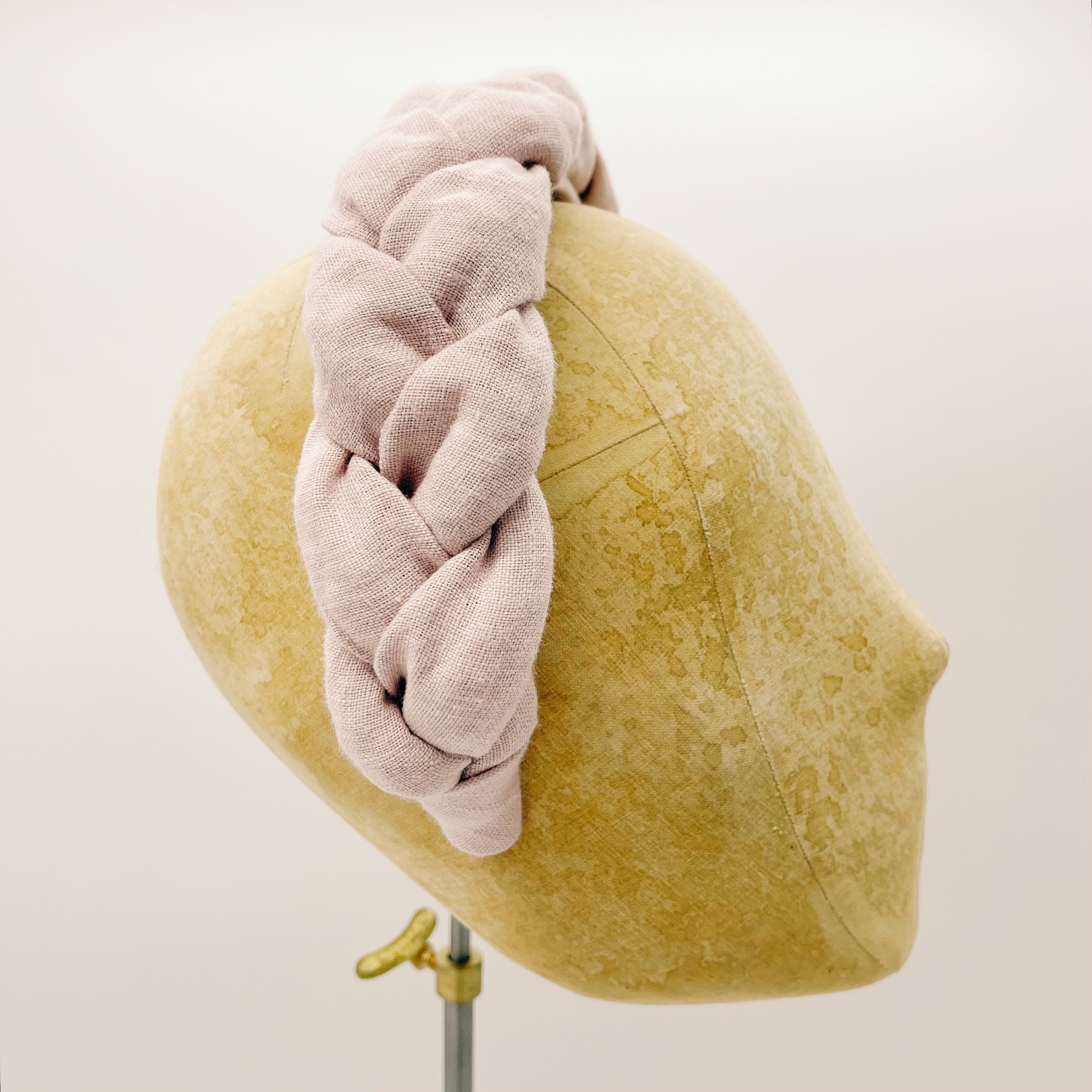 Headband Linen Pastel Pink Braid