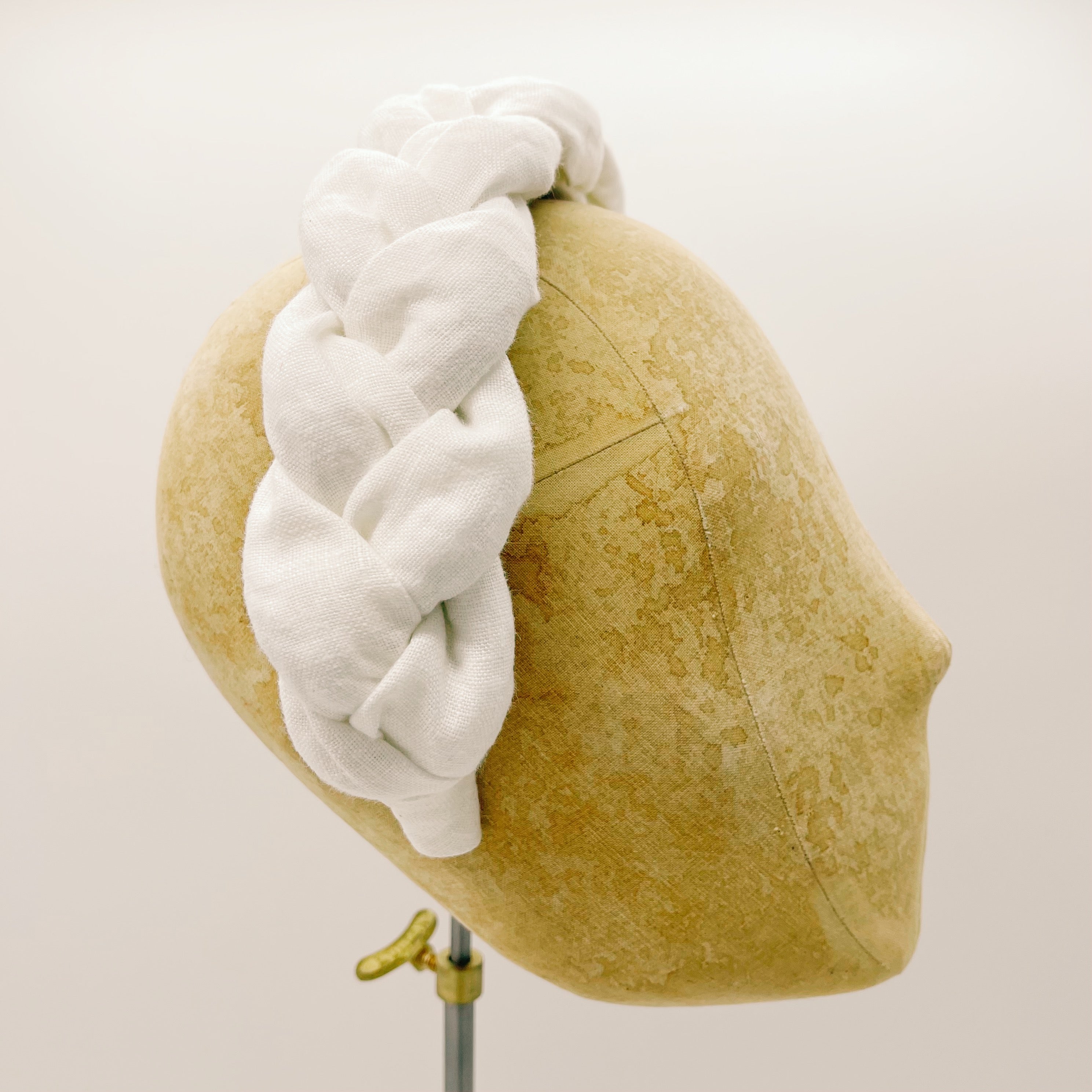 Linen White Braided Headband