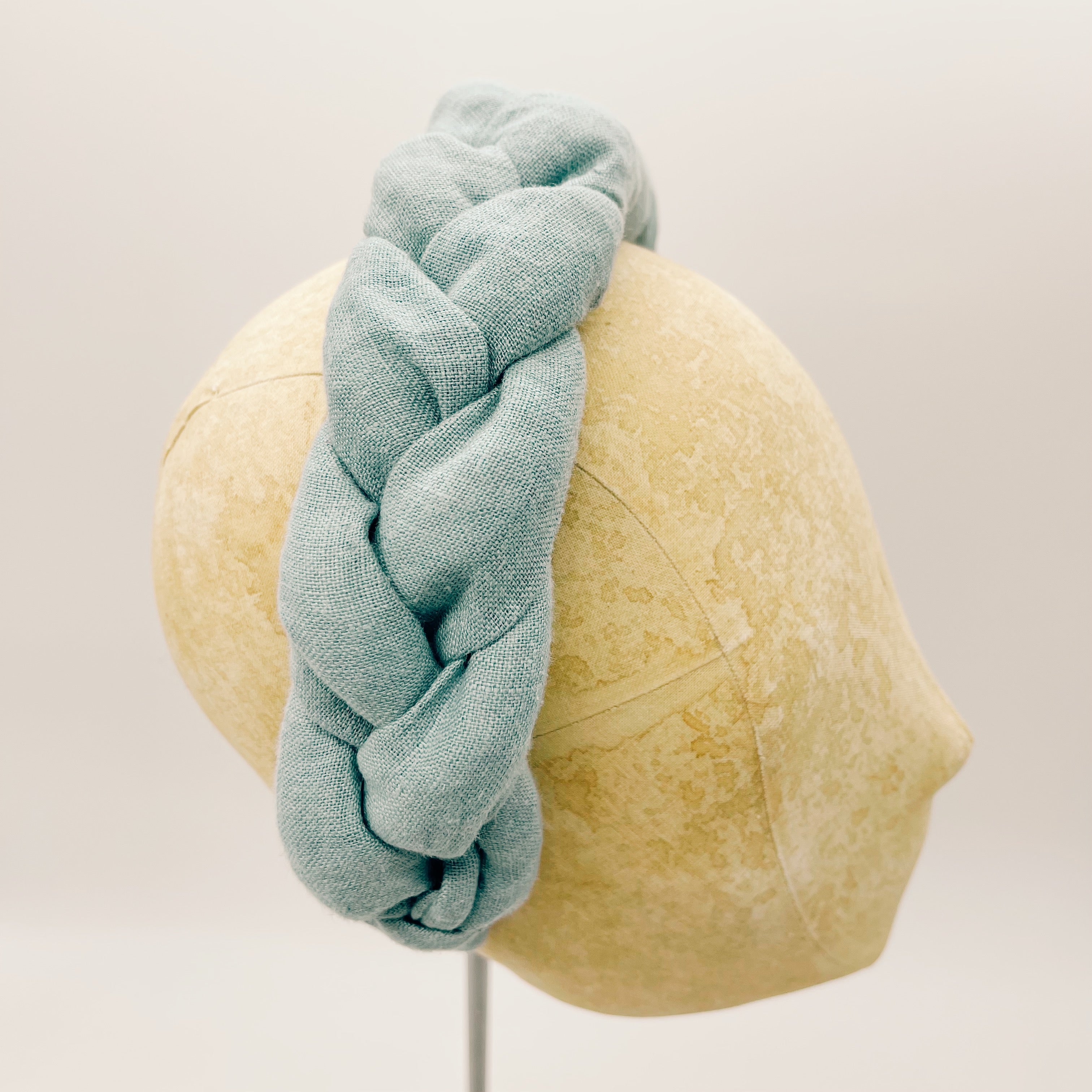 Linen Dusty Aqua Braided Headband
