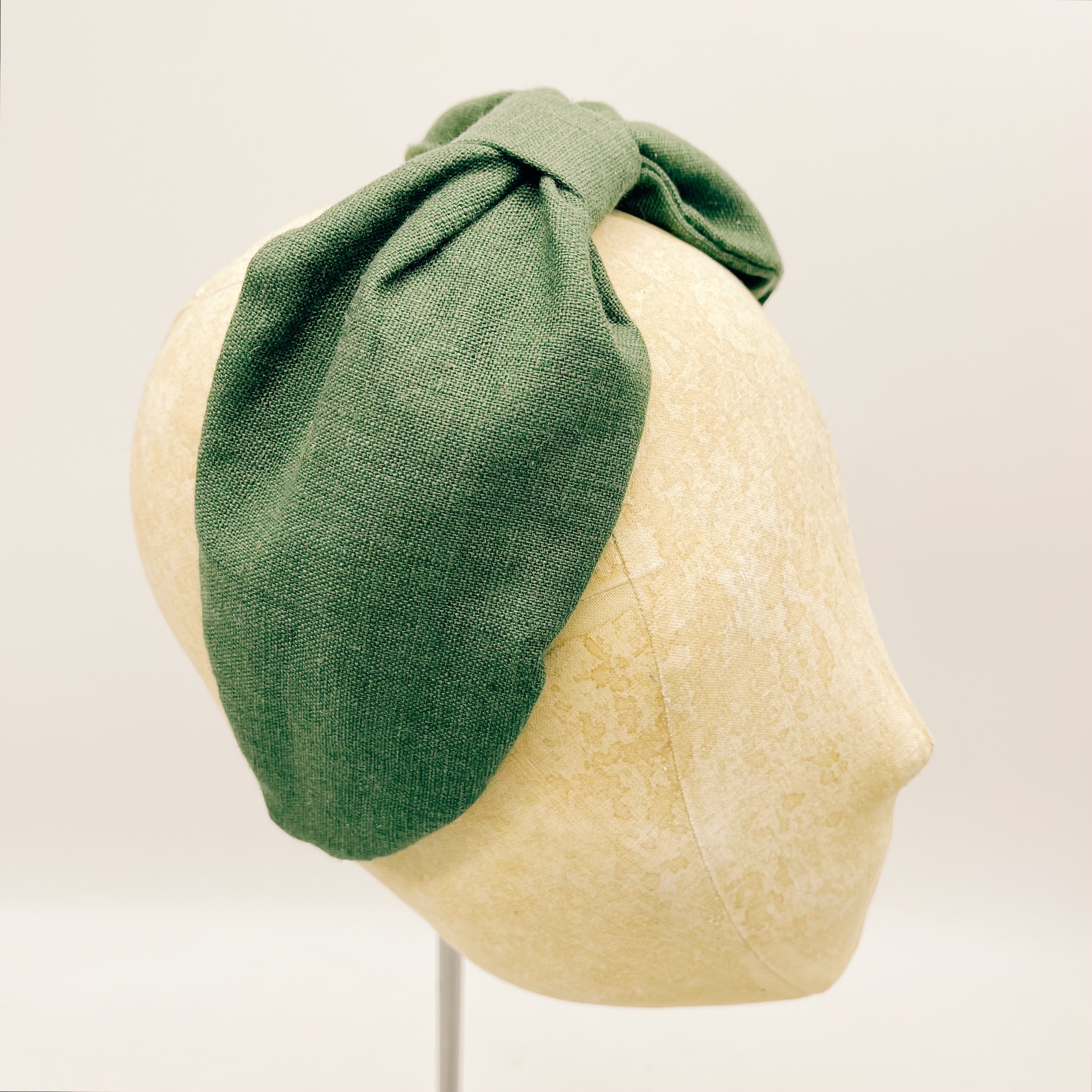 Cerchietto Lino Dark Green Leaf