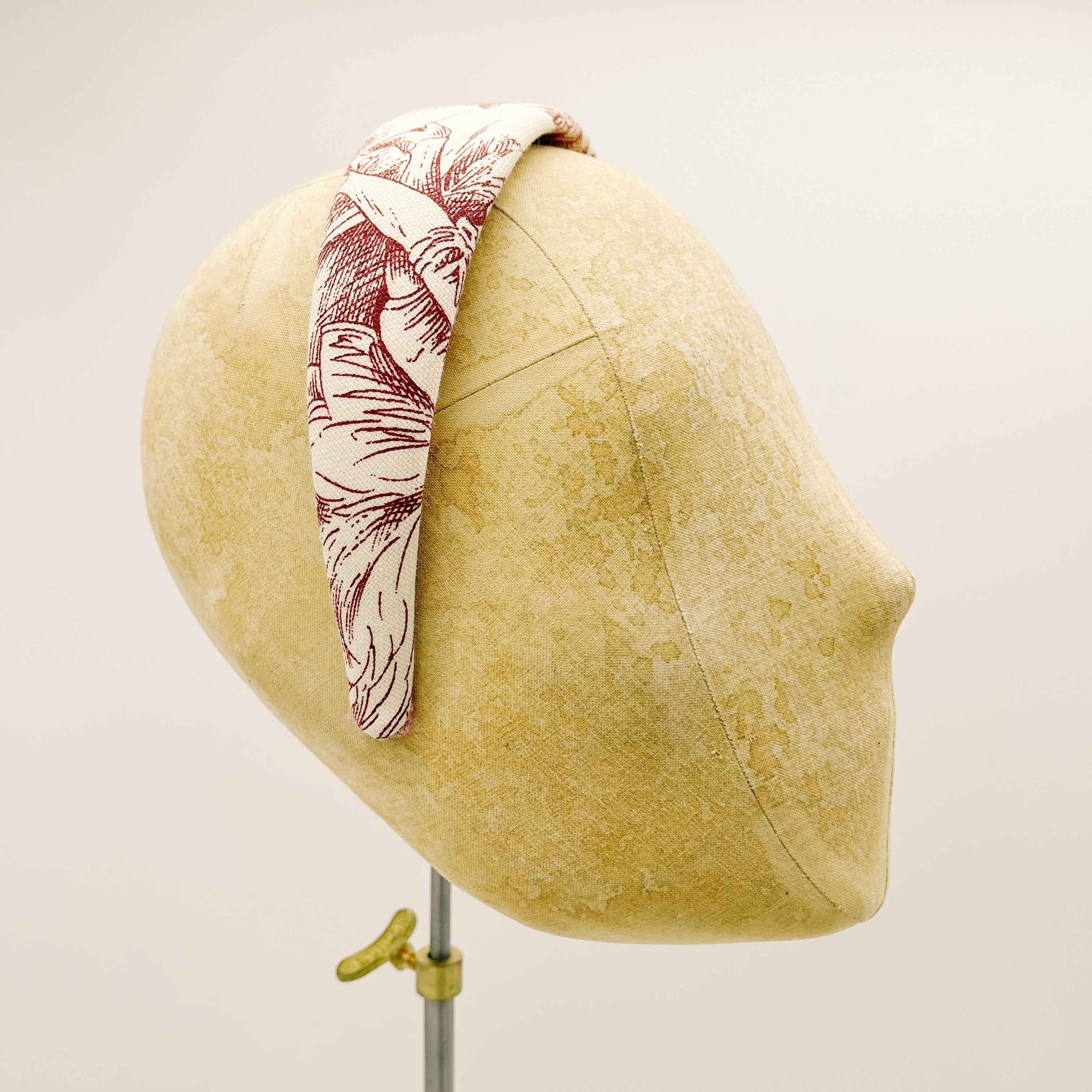 Velvet Headband Toile de Jouy Bordeaux