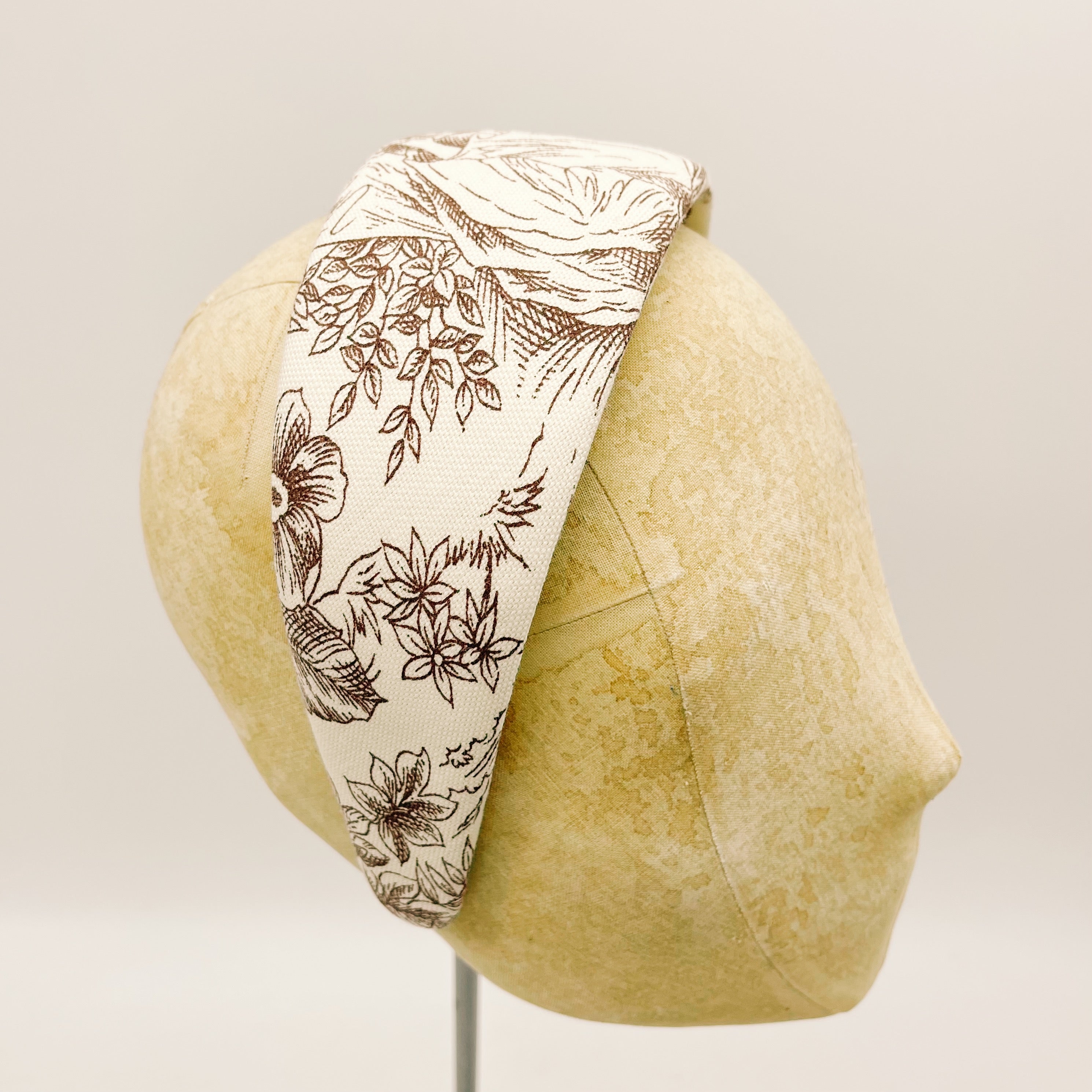 Cerchietto Velluto Toile de Jouy Brown 6cm