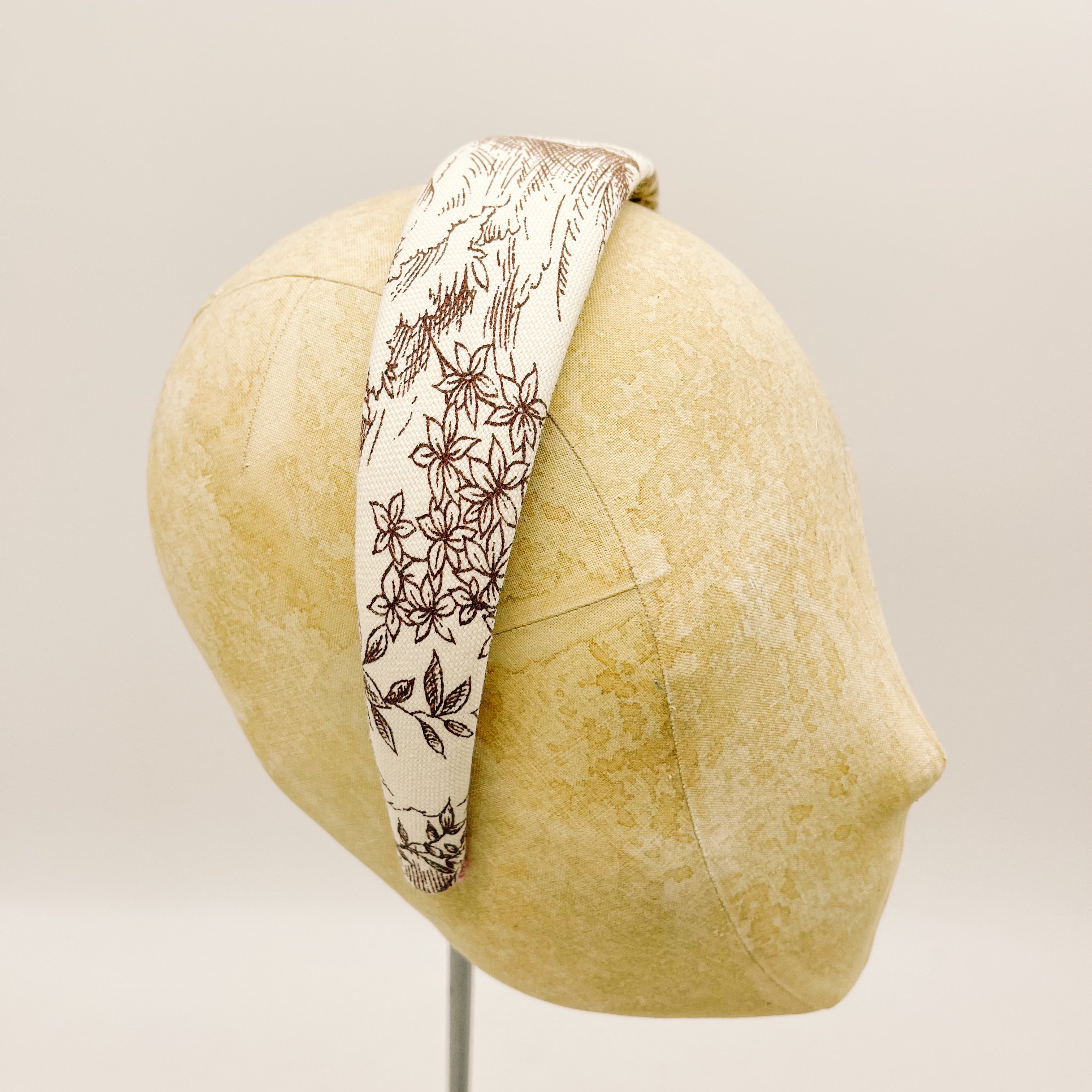 Cerchietto Velluto Toile de Jouy Brown