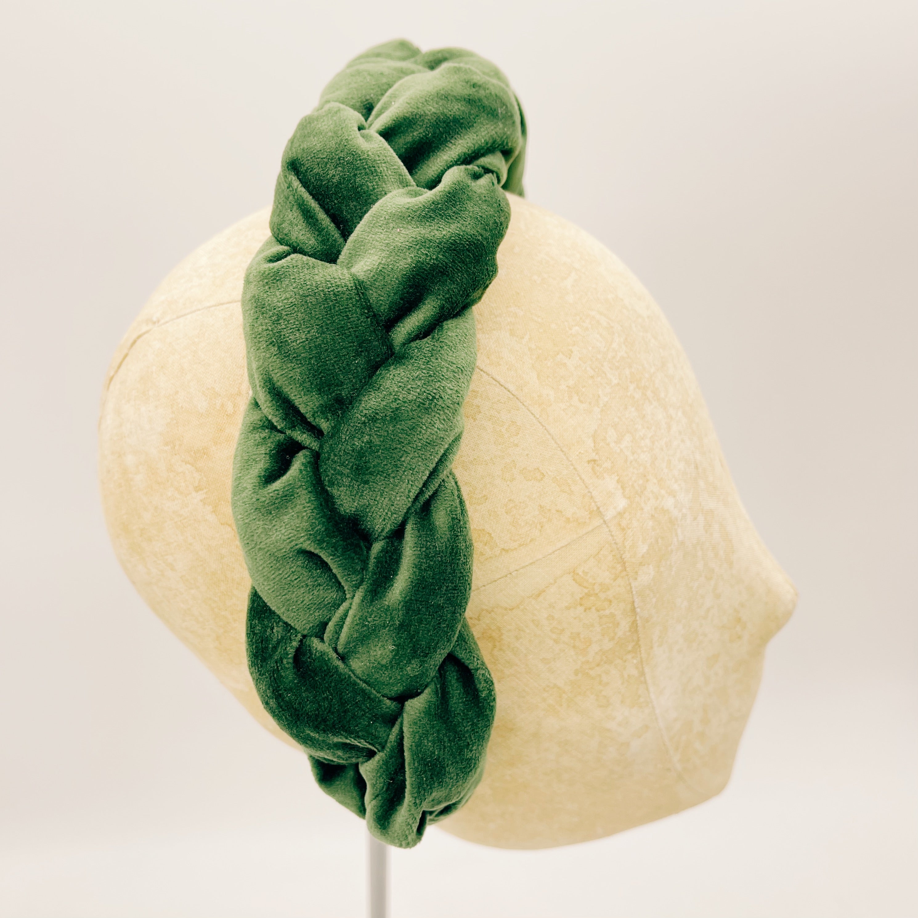 Olive Green Velvet Braid Headband