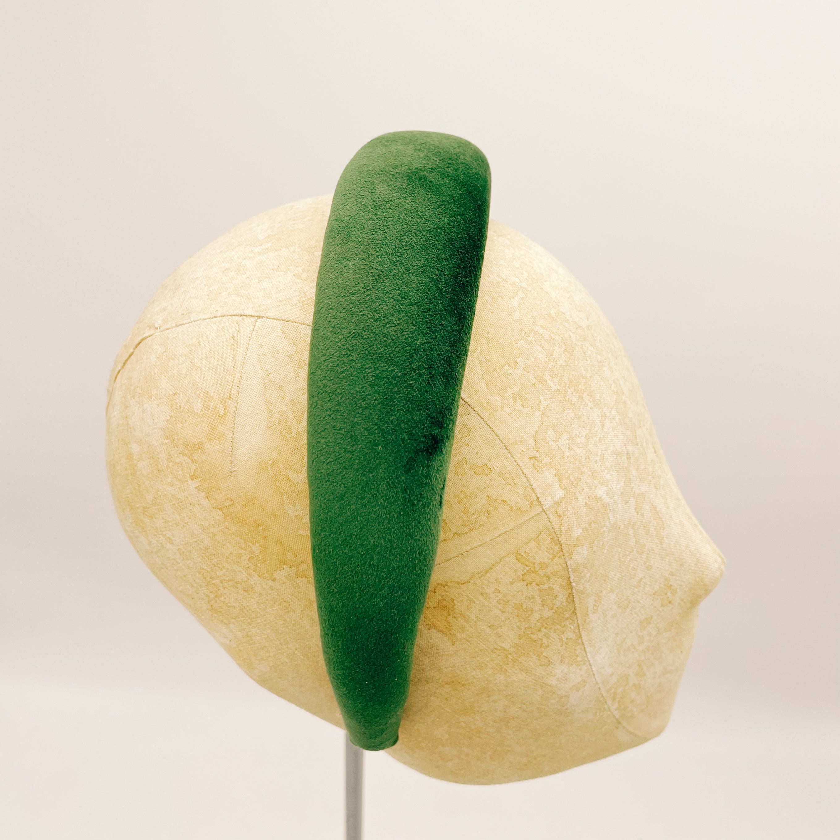 Cerchietto Velluto Olive Green Padded