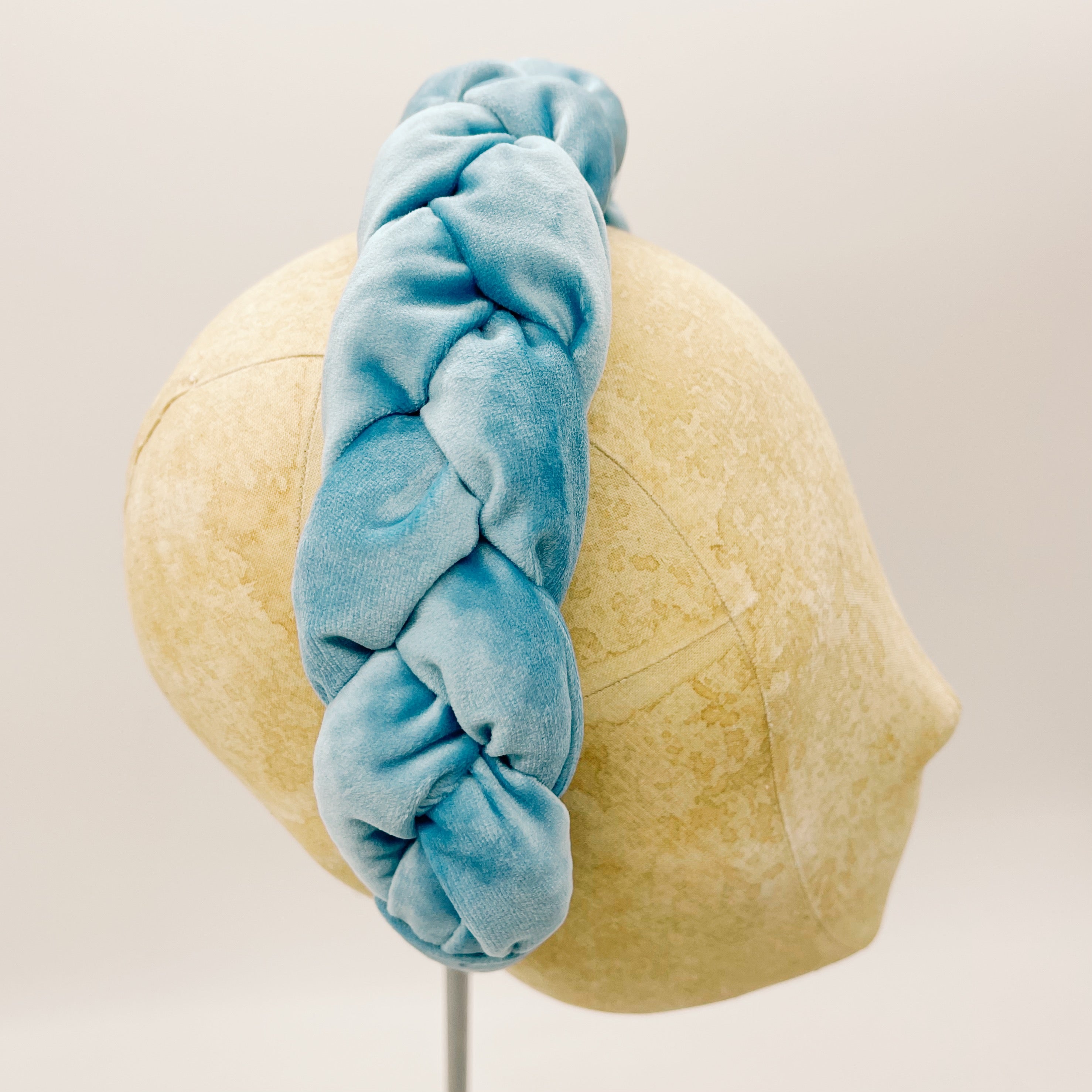 Light Blue Velvet Braided Headband