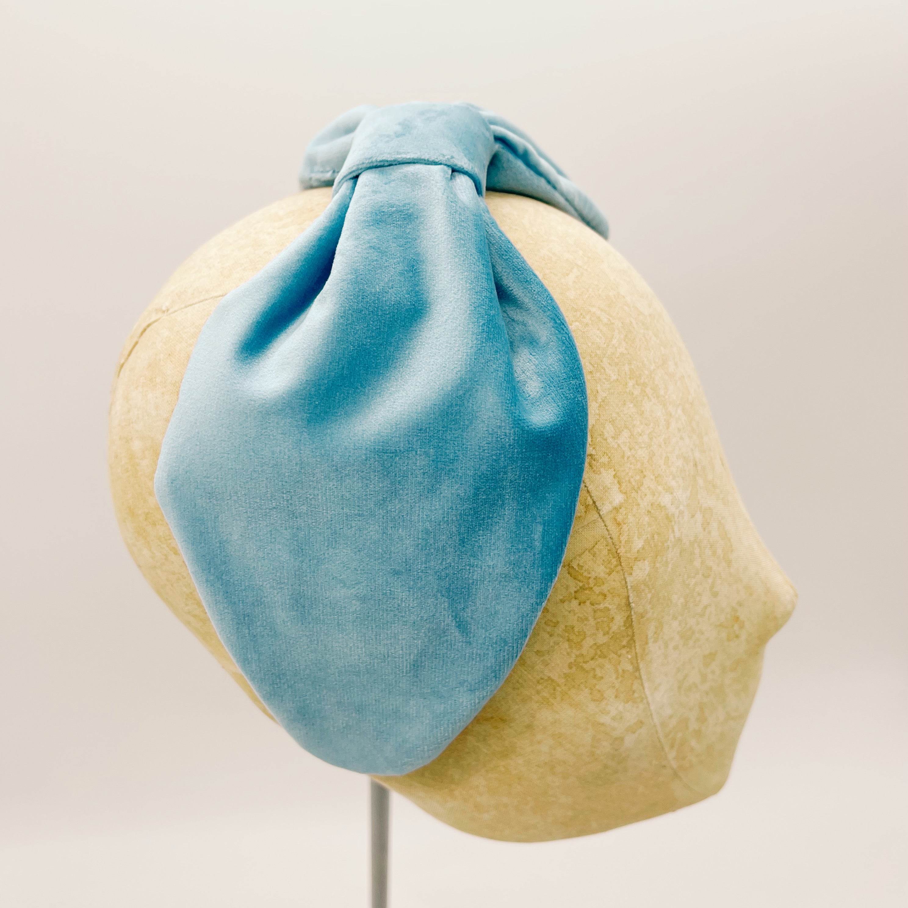 Light Blue Velvet Leaf Headband