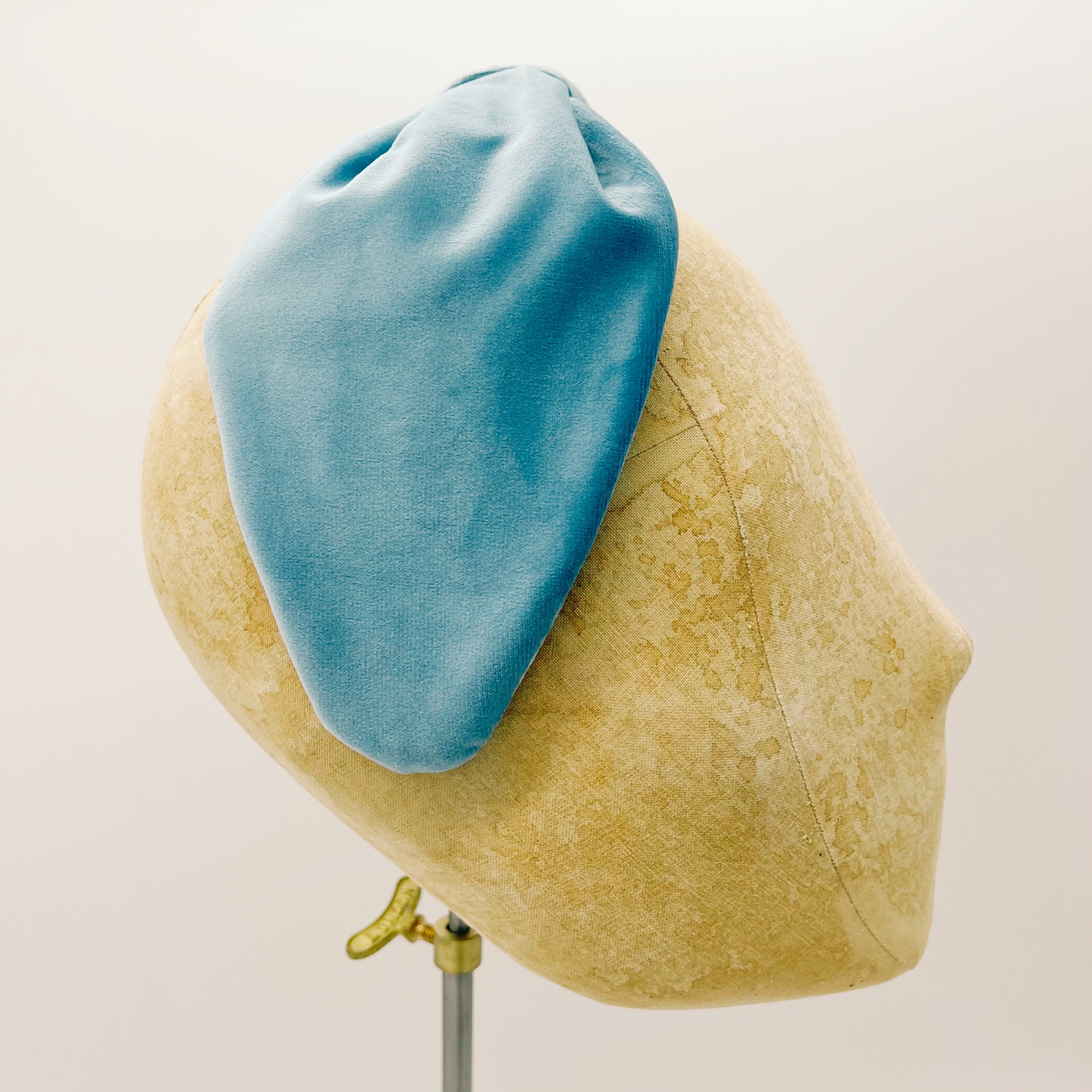 Light Blue Velvet Leaf Headband