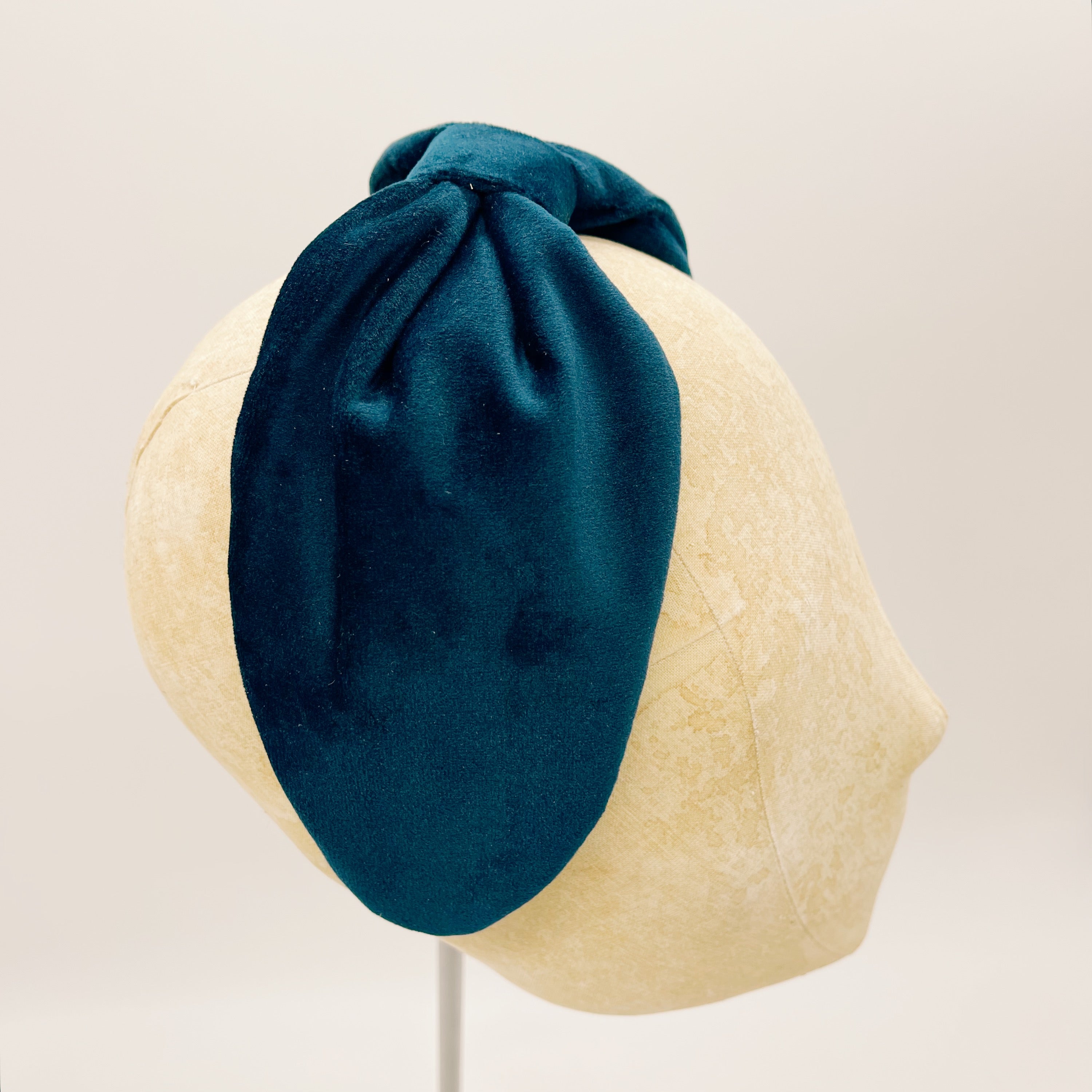 Navy Blue Velvet Leaf Headband