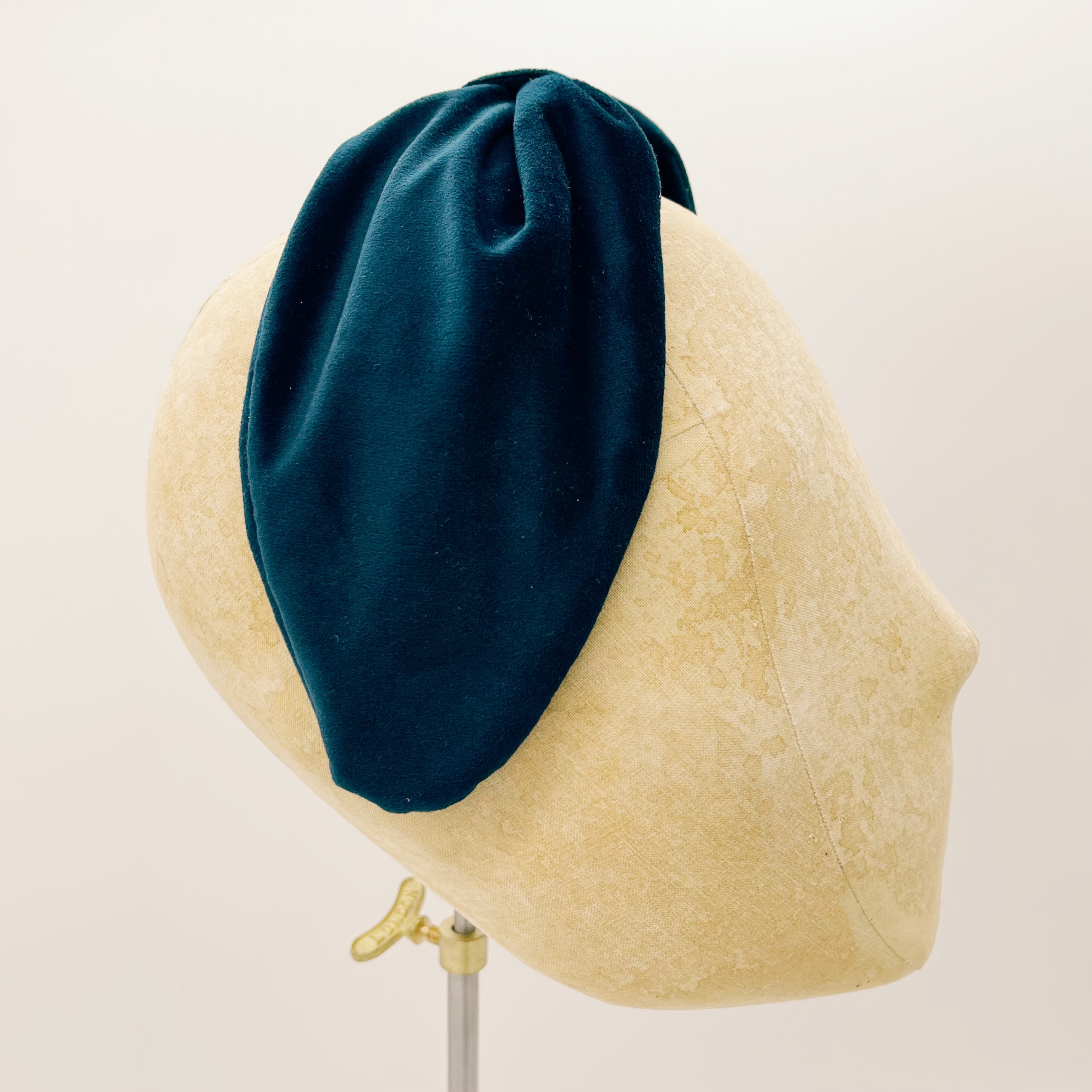 Navy Blue Velvet Leaf Headband
