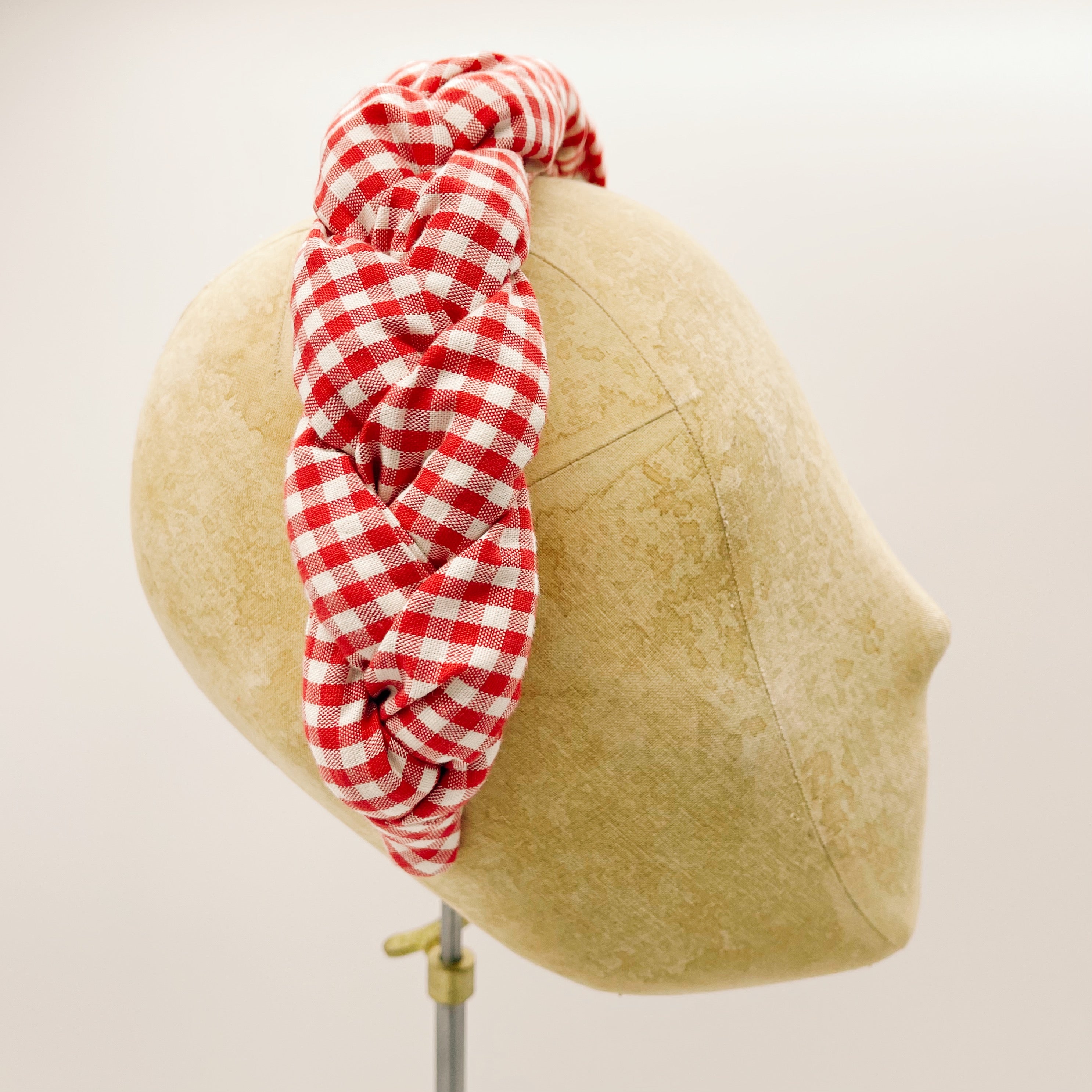 Vichy Red Braided Headband