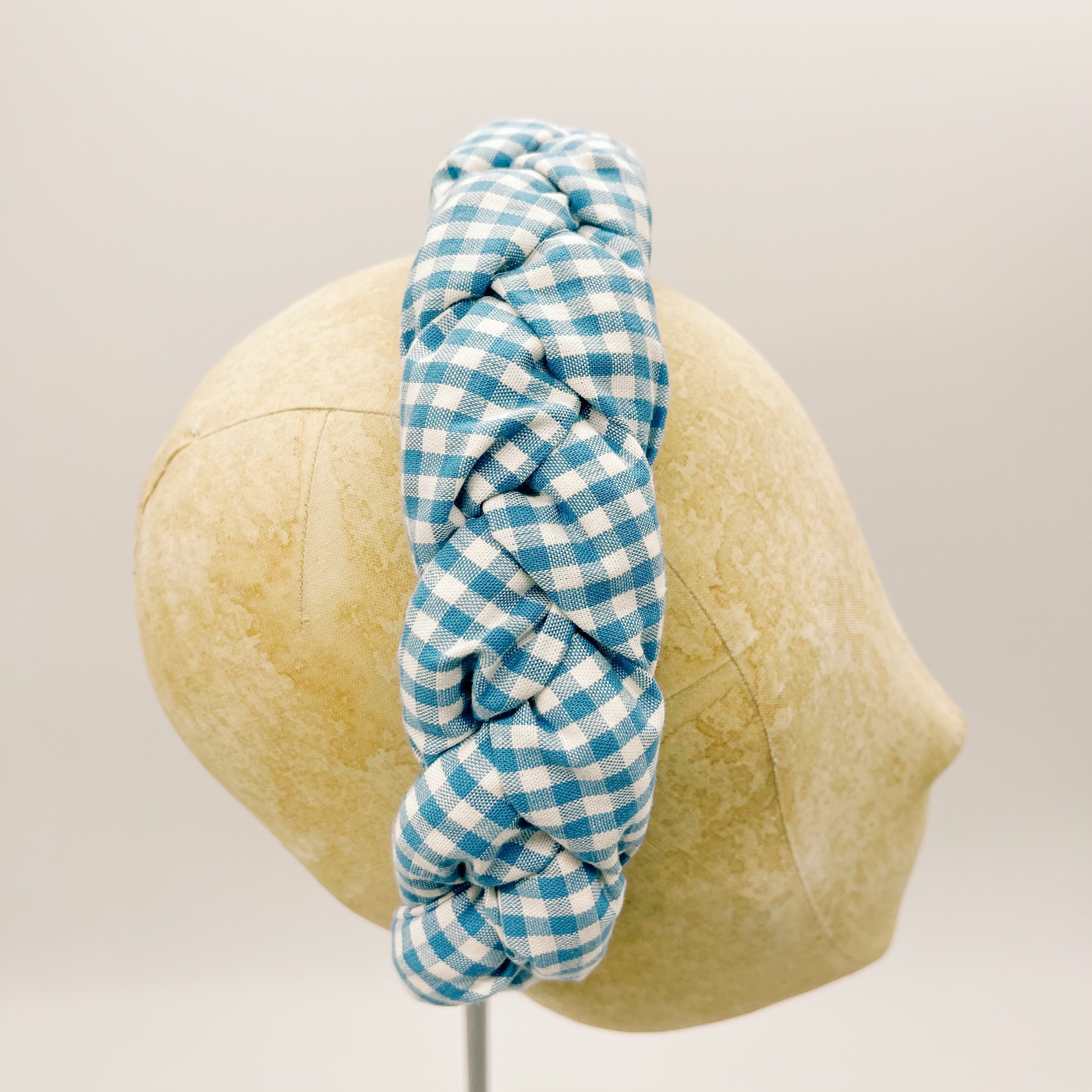 Vichy Light Blue Braid Headband