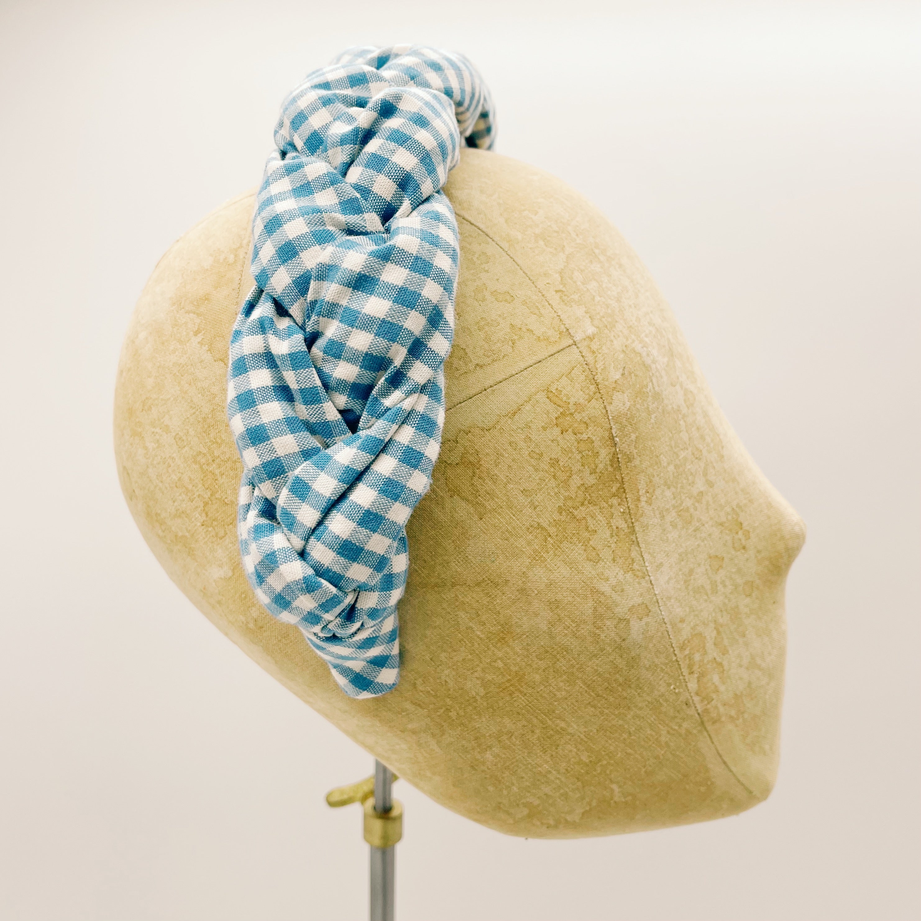 Vichy Light Blue Braid Headband