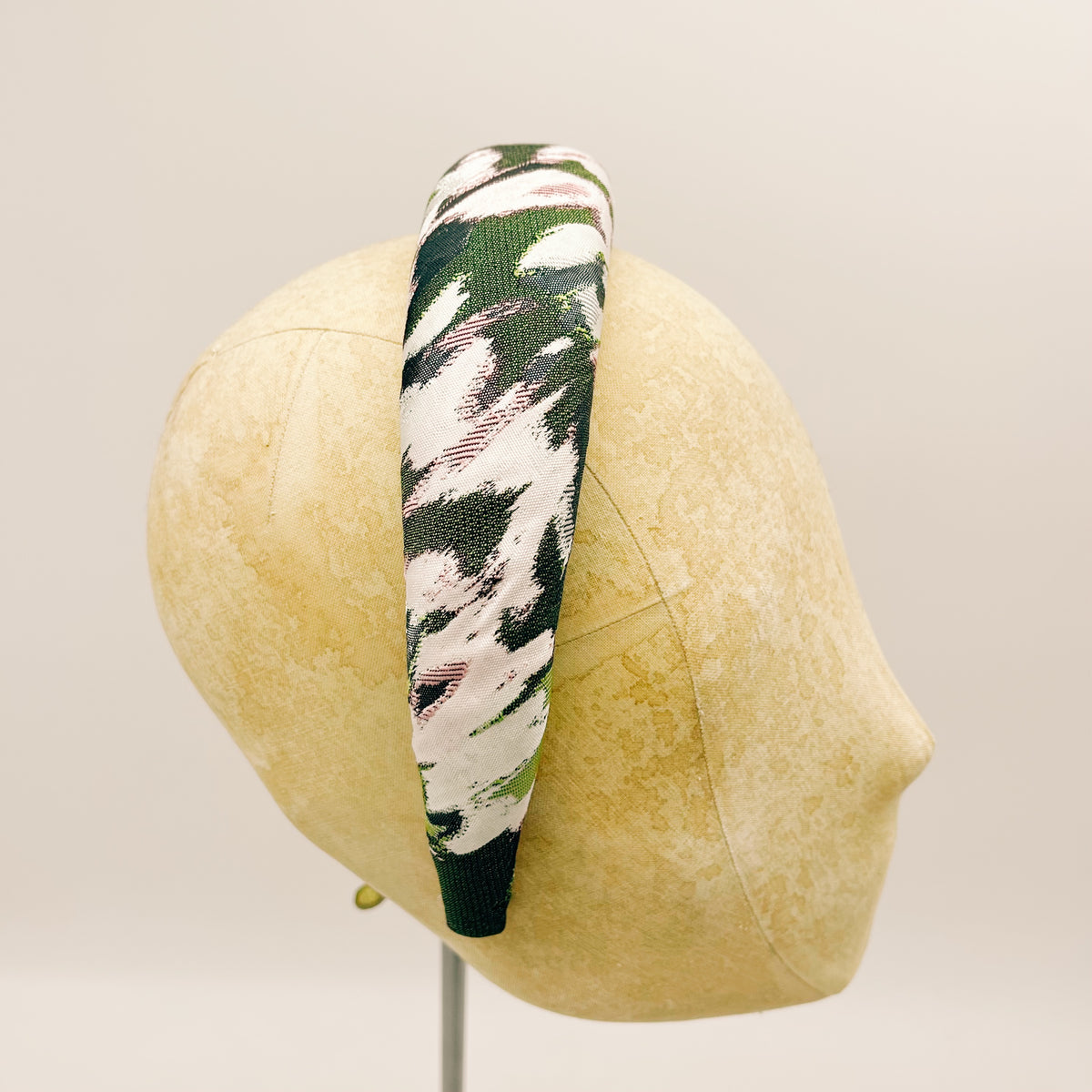 Cerchietto Jacquard Green Abstract Padded