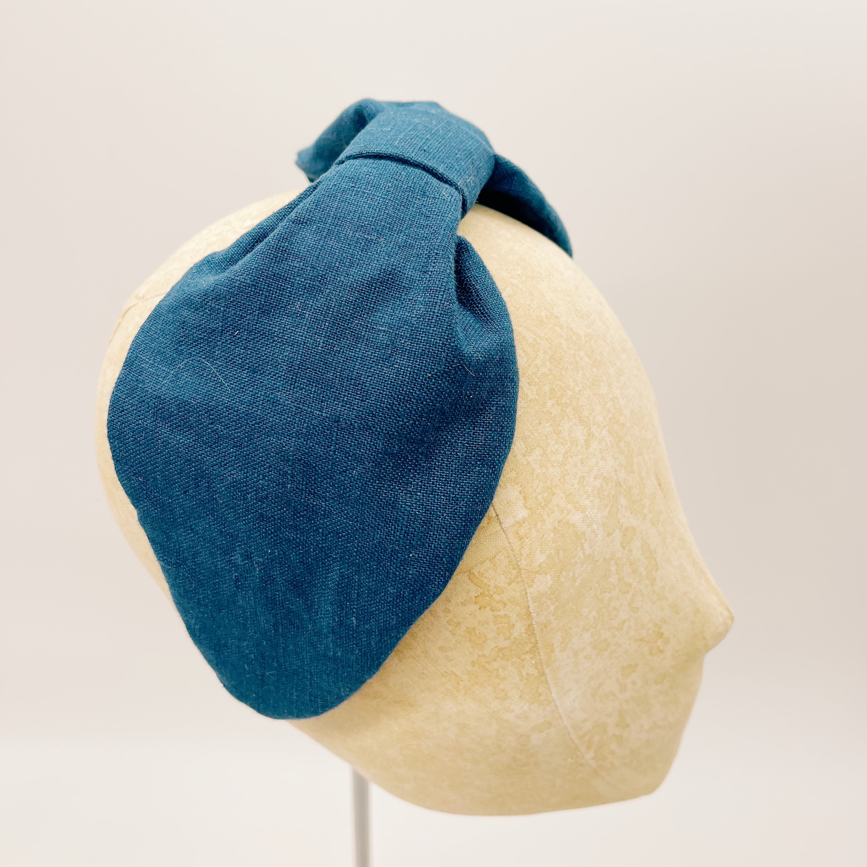 Headband Linen Dark Teal Leaf