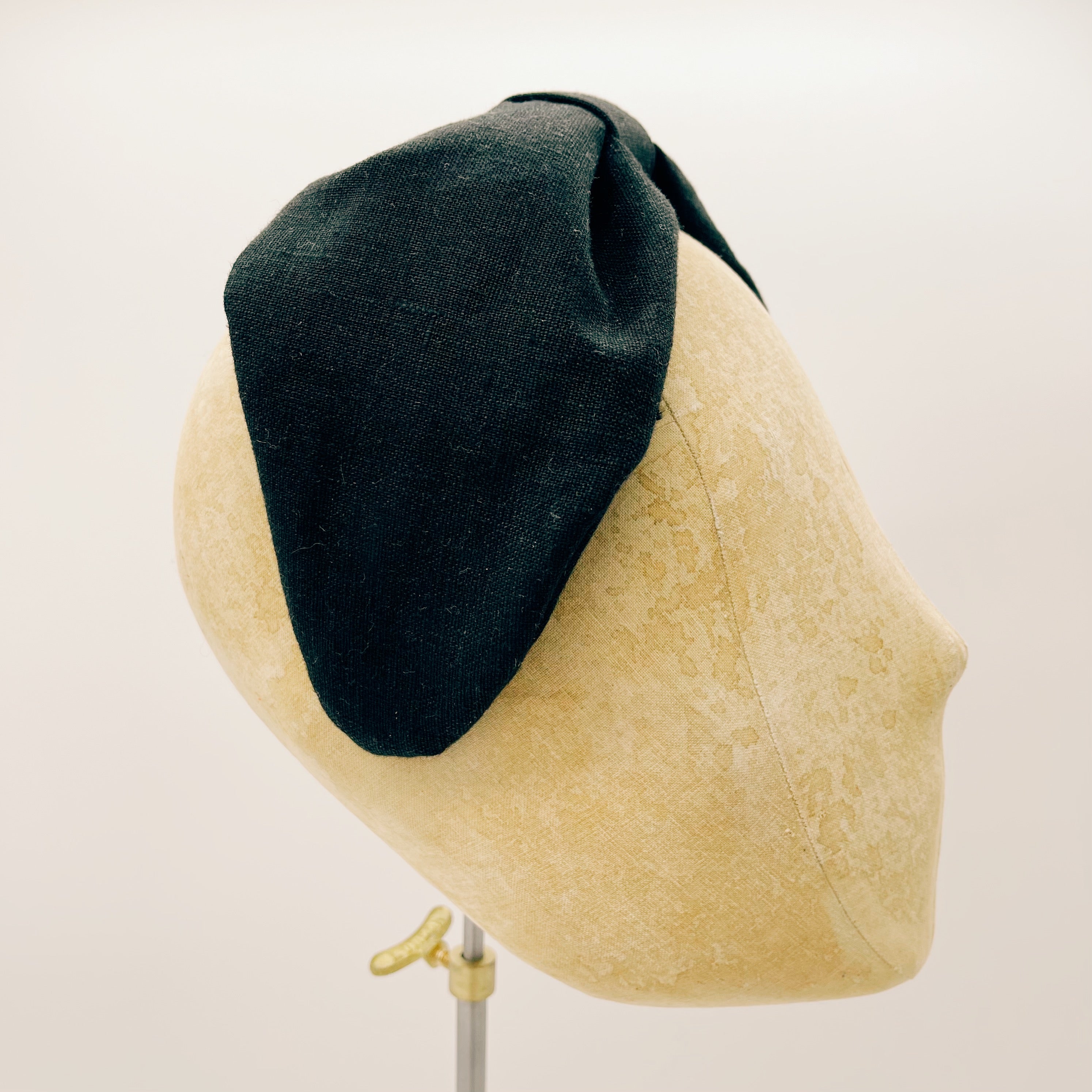 Linen Headband Black Leaf