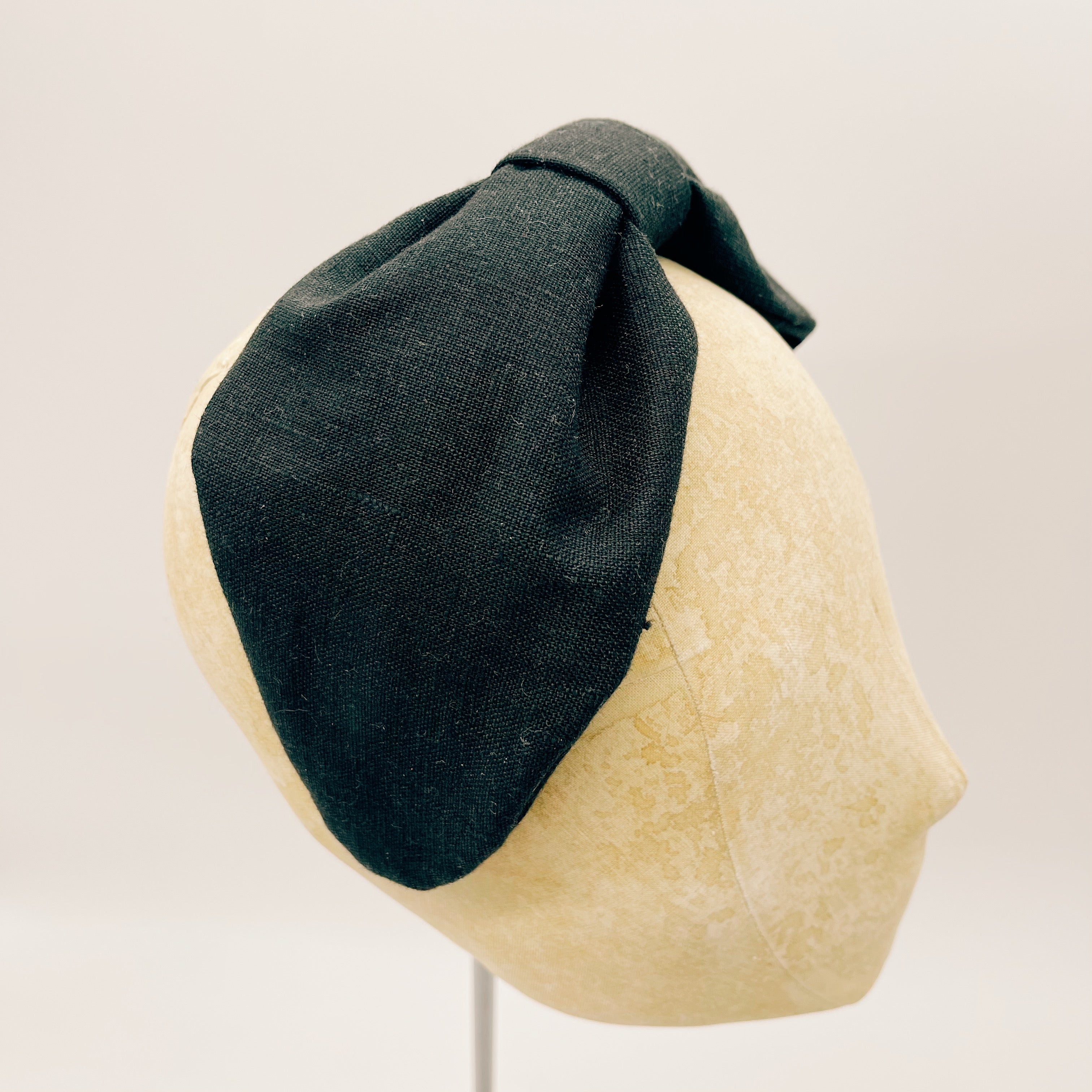 Linen Headband Black Leaf