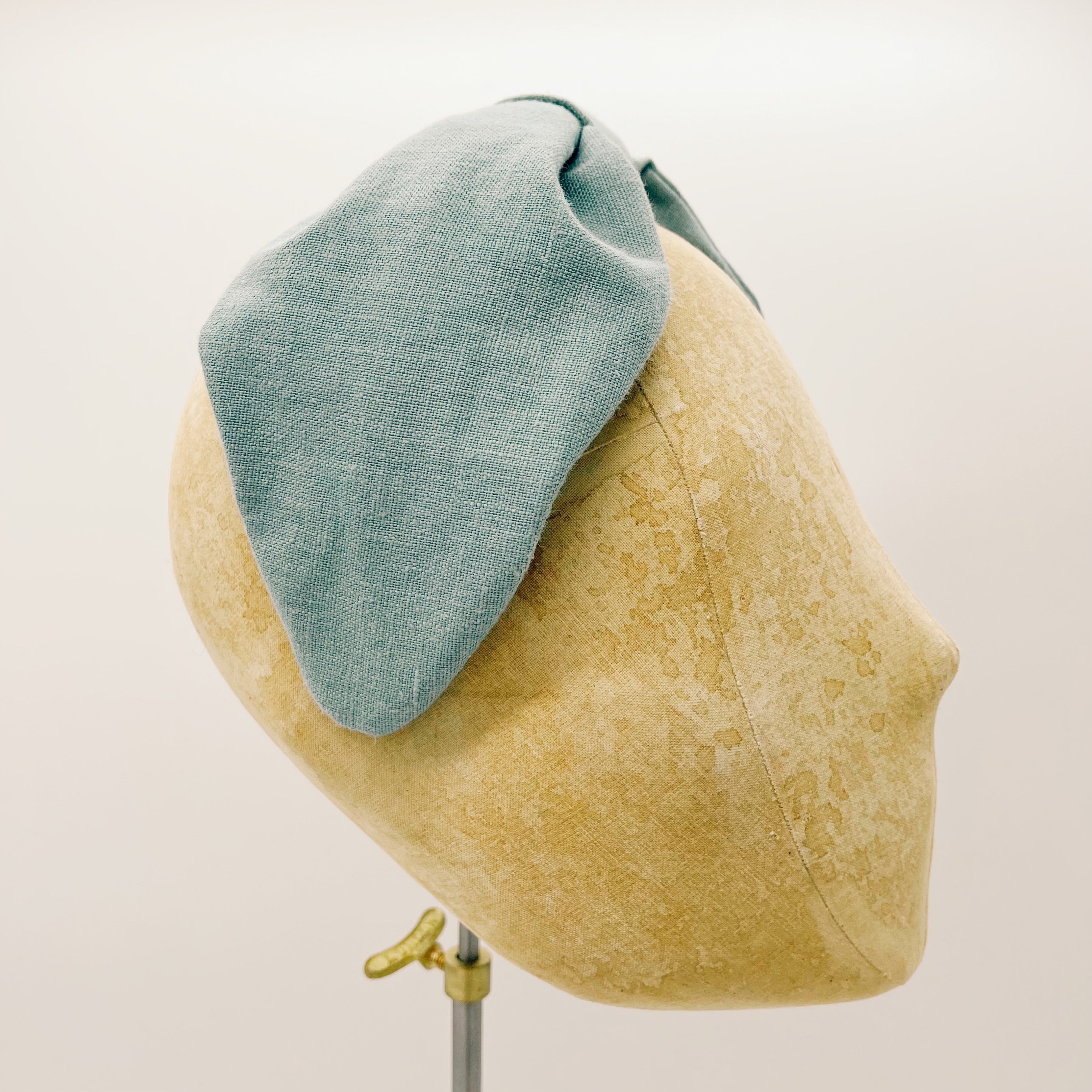 Headband Linen Dusty Aqua Leaf