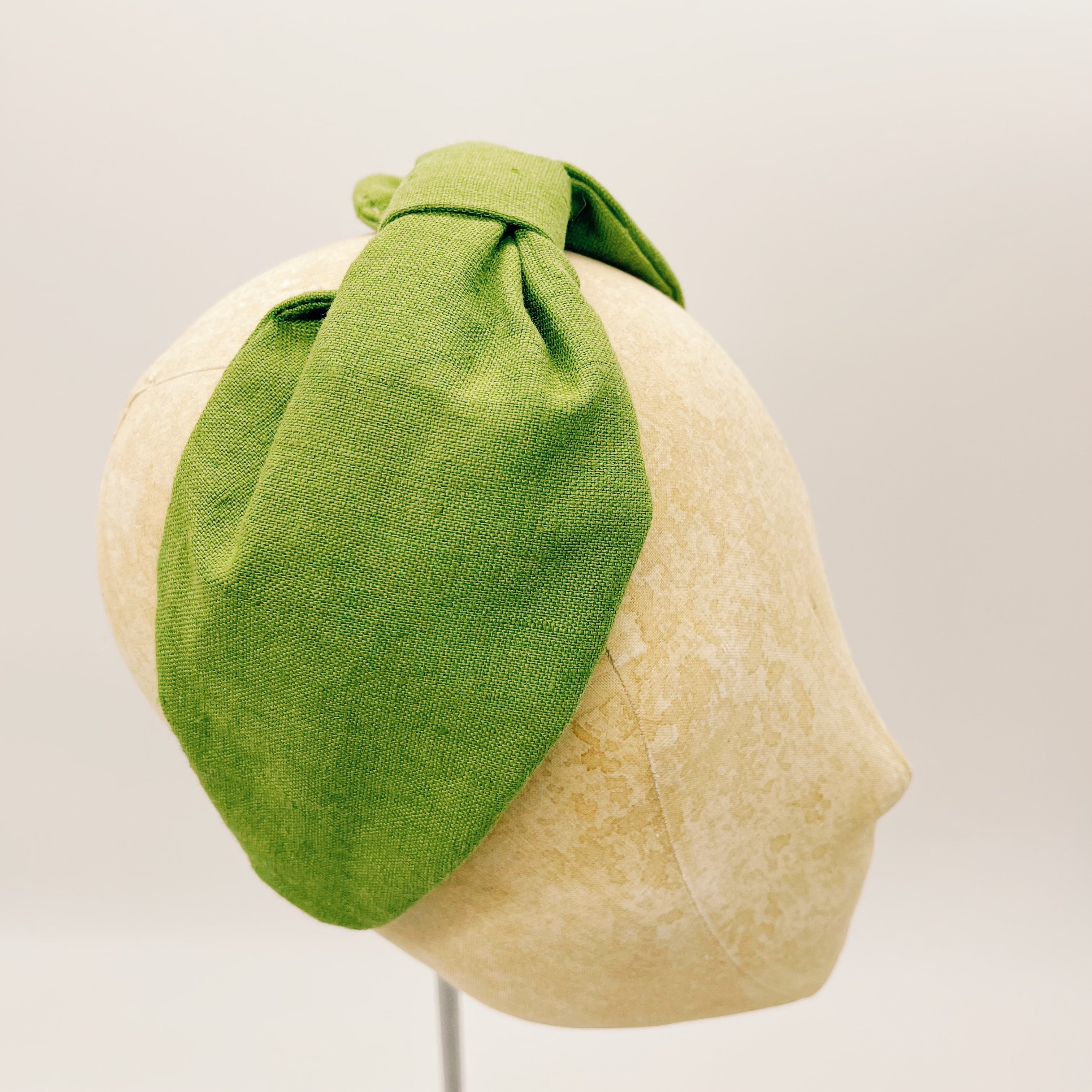 Headband Linen Moss Green Leaf