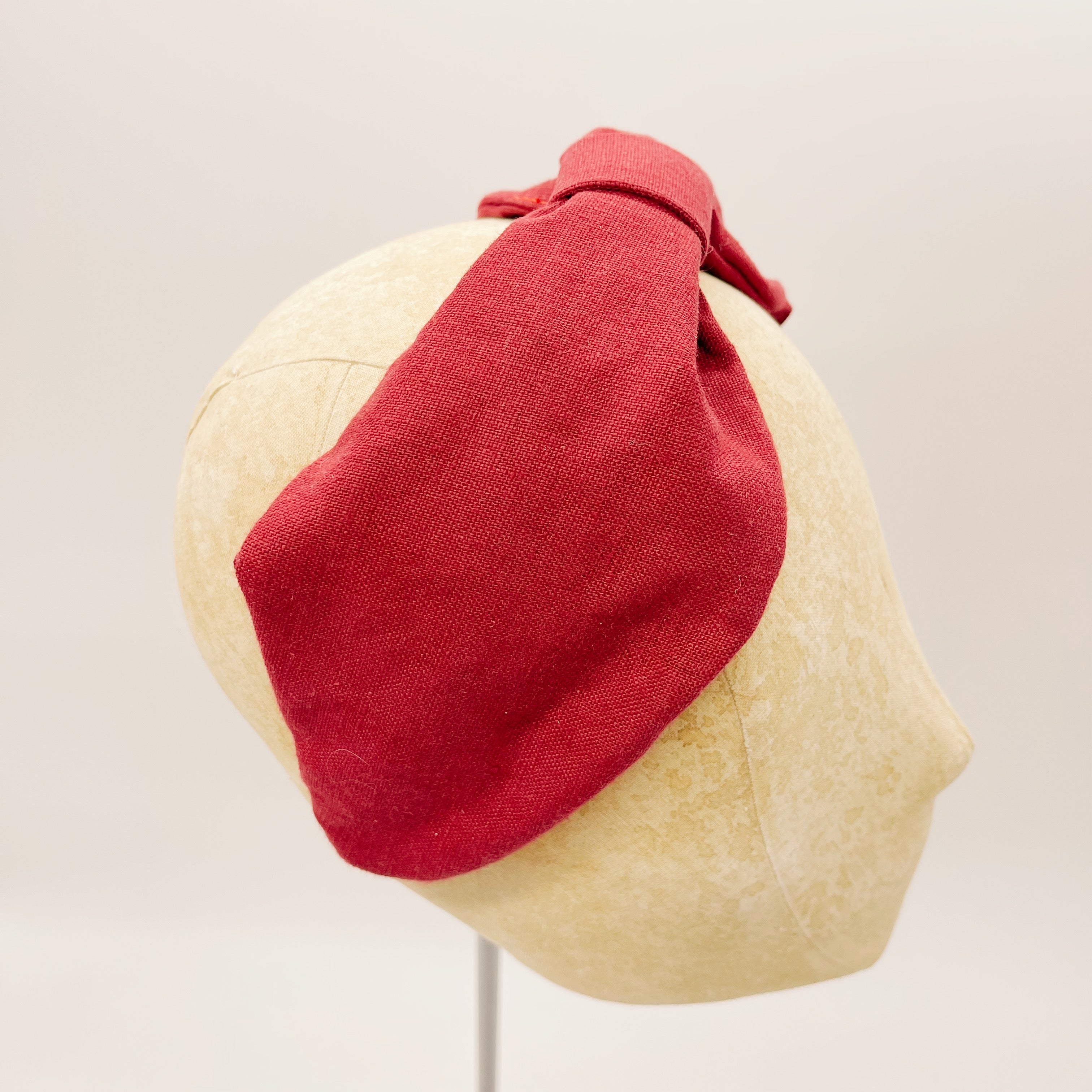 Headband Linen Berry Red Leaf