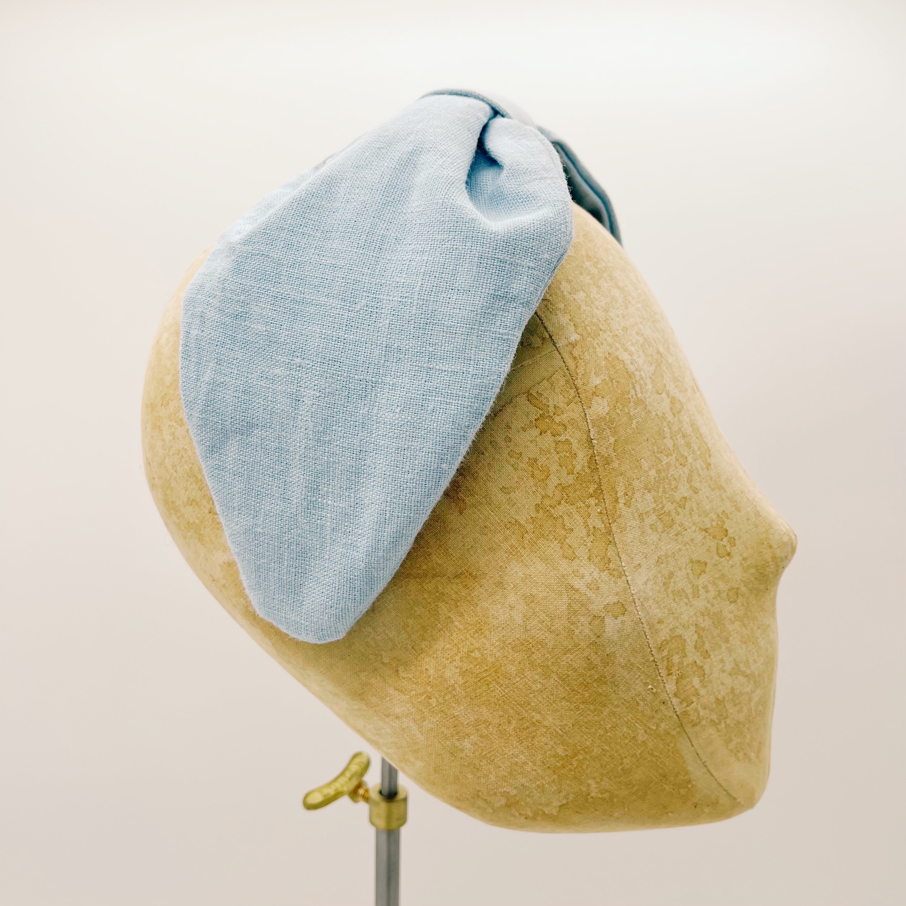 Linen Headband Baby Blue Leaf