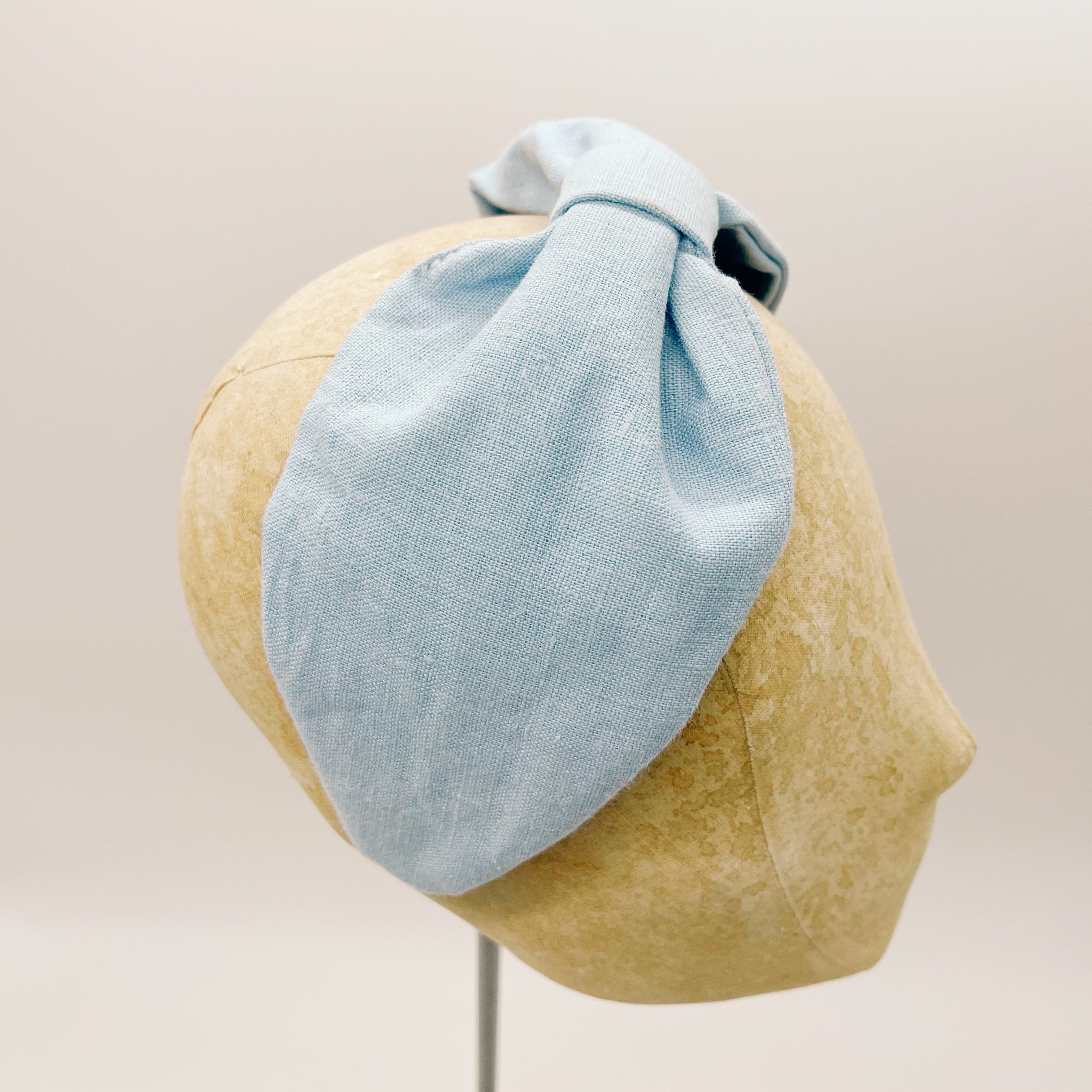 Linen Headband Baby Blue Leaf