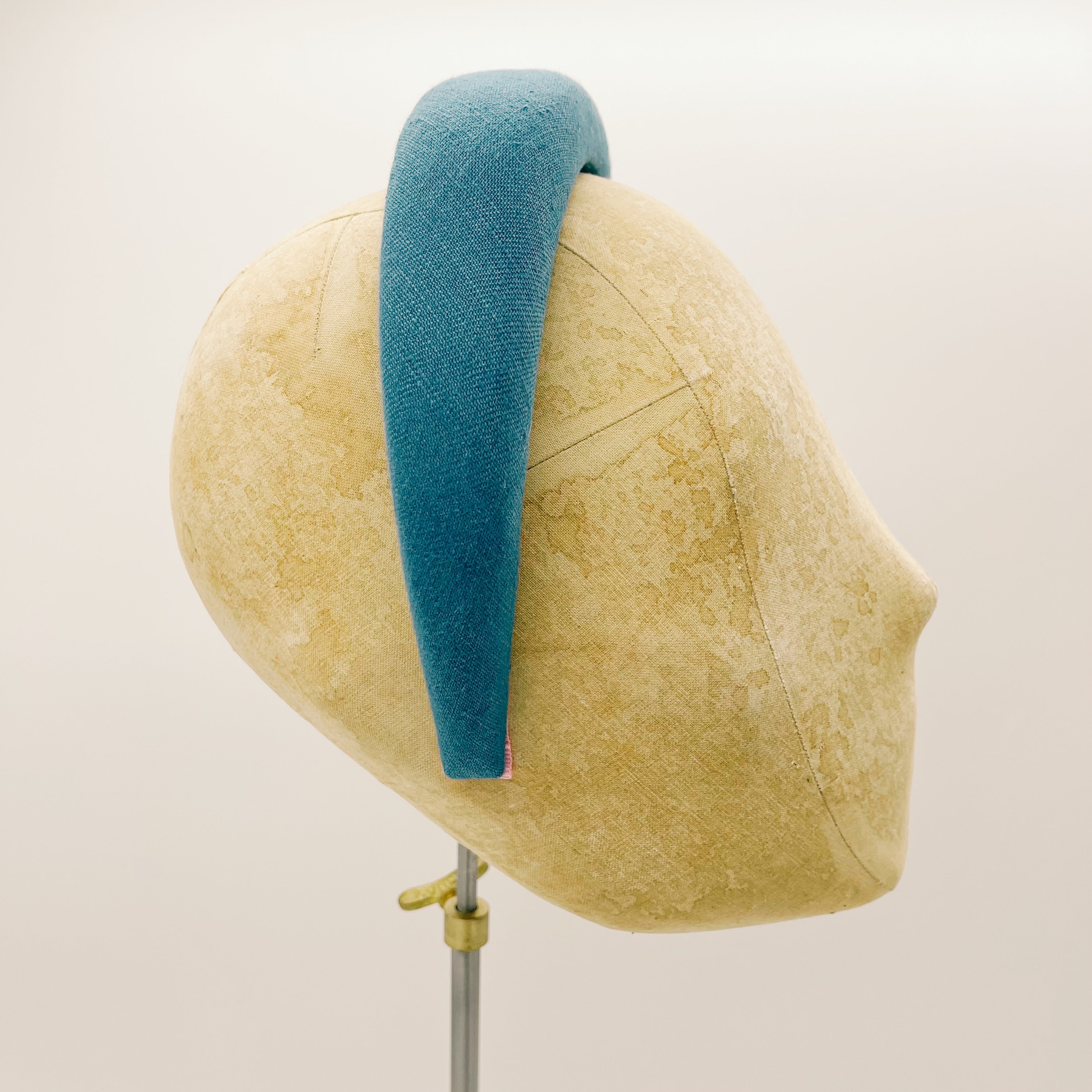 Harbour Blue Linen Padded Headband