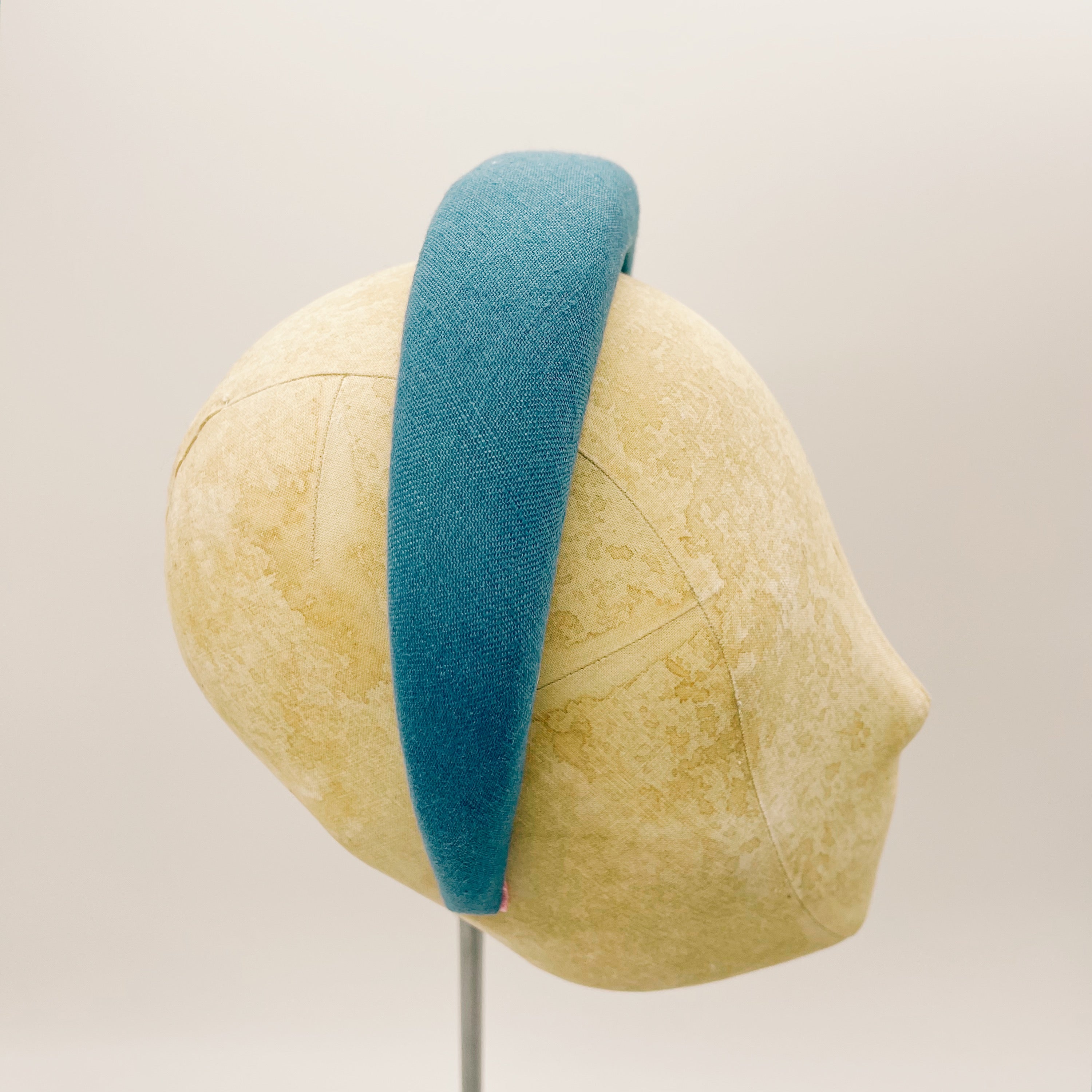 Harbour Blue Linen Padded Headband