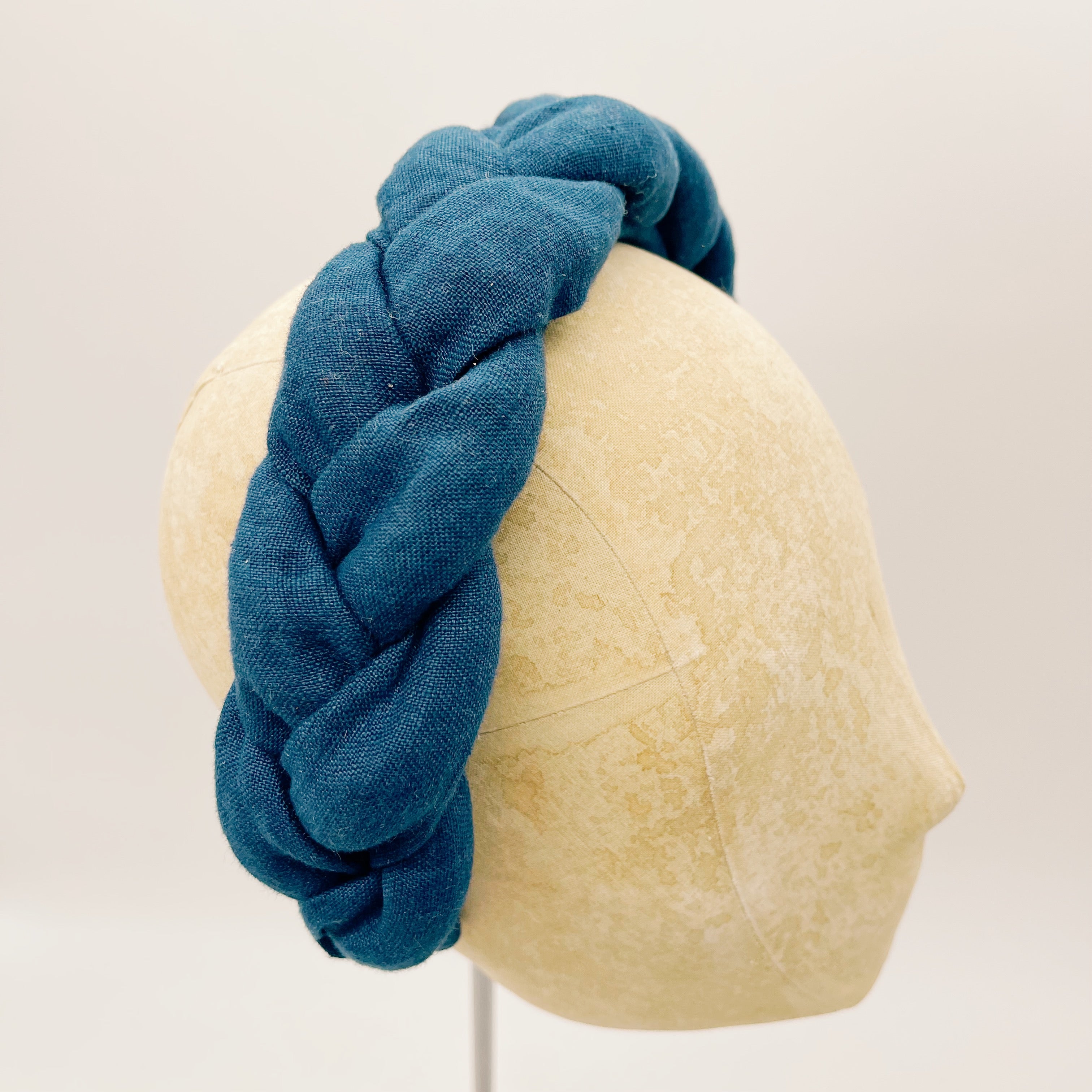 Dark Teal Linen Braided Headband