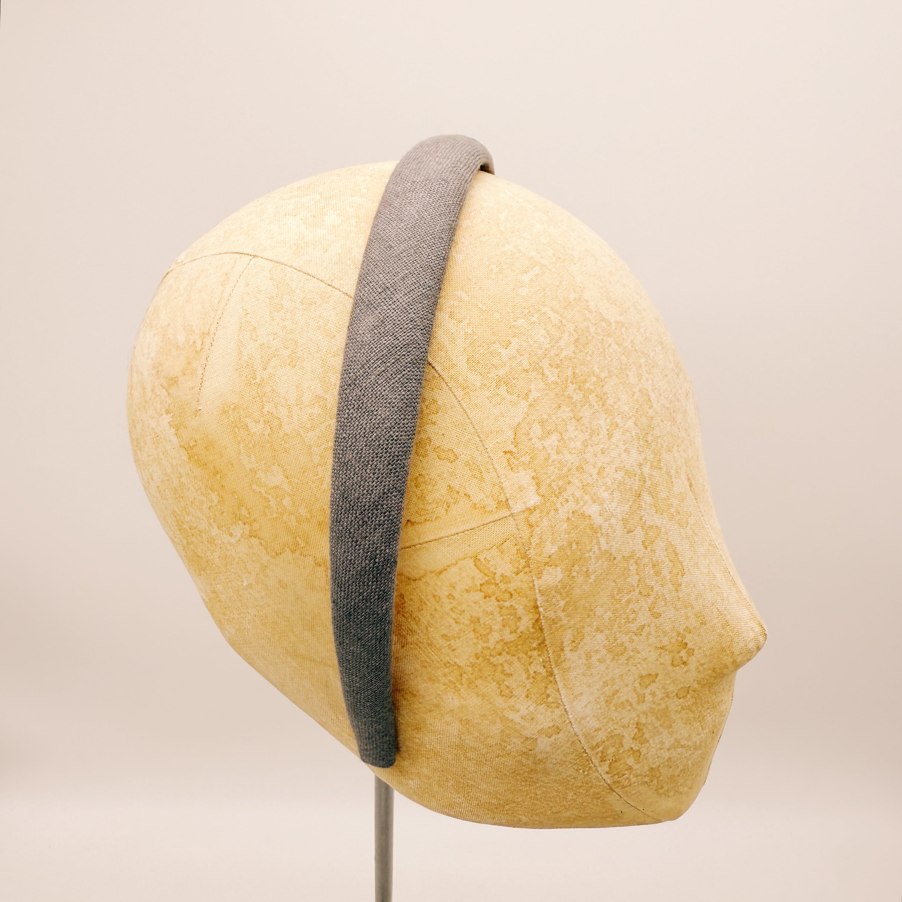 Serre-tête lin gris fossile mini