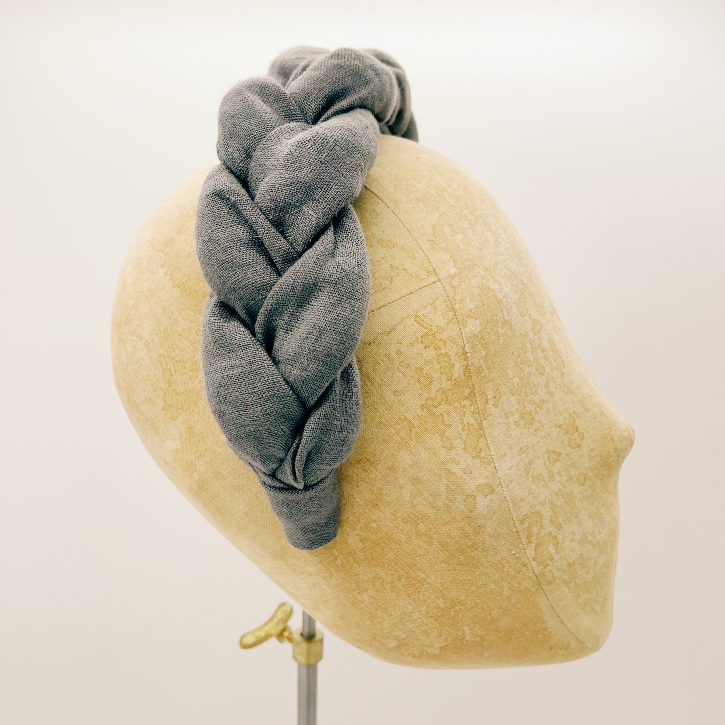 Headband Linen Fossil Grey Braid