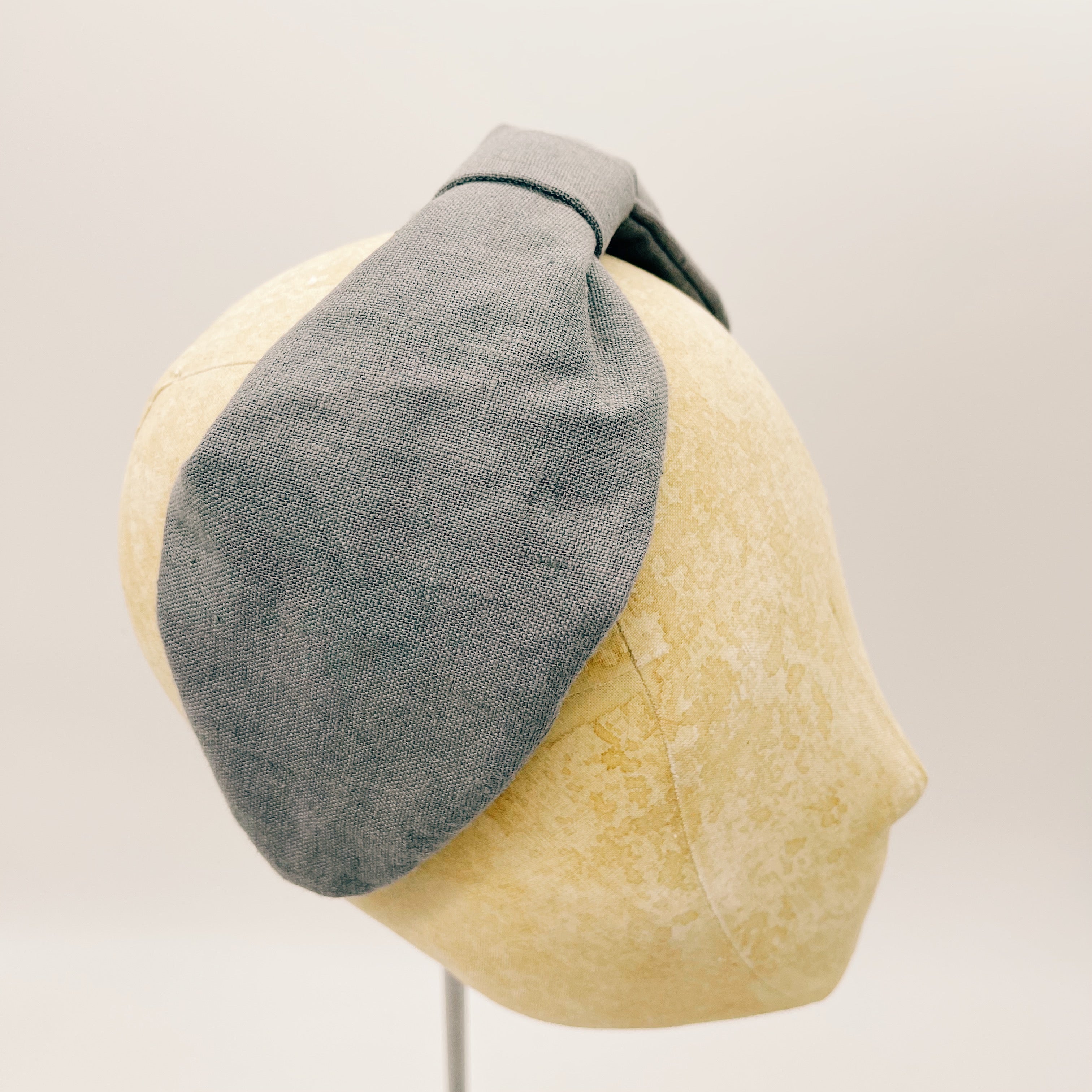 Headband Linen Fossil Grey Leaf
