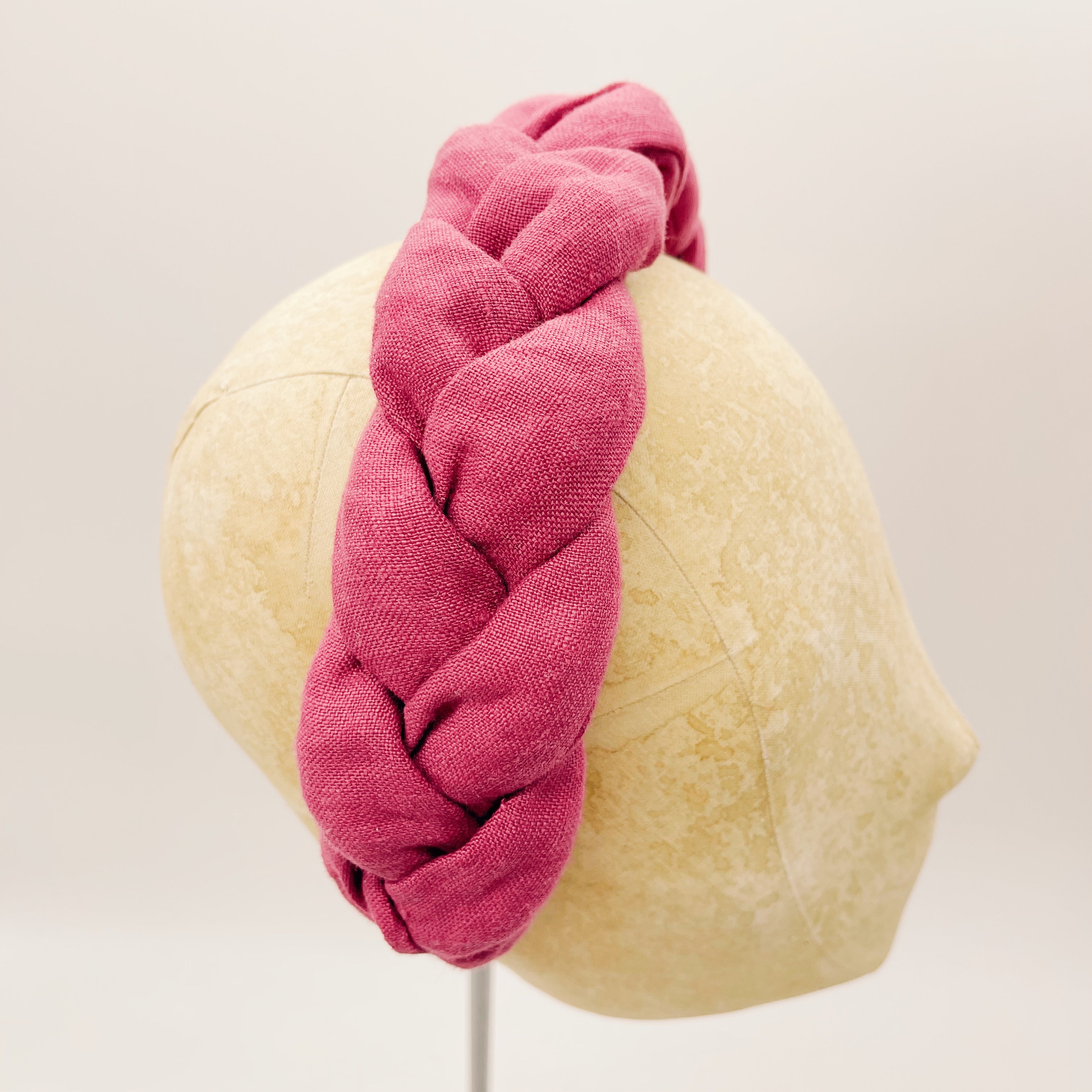 Fuchsia Linen Braided Headband