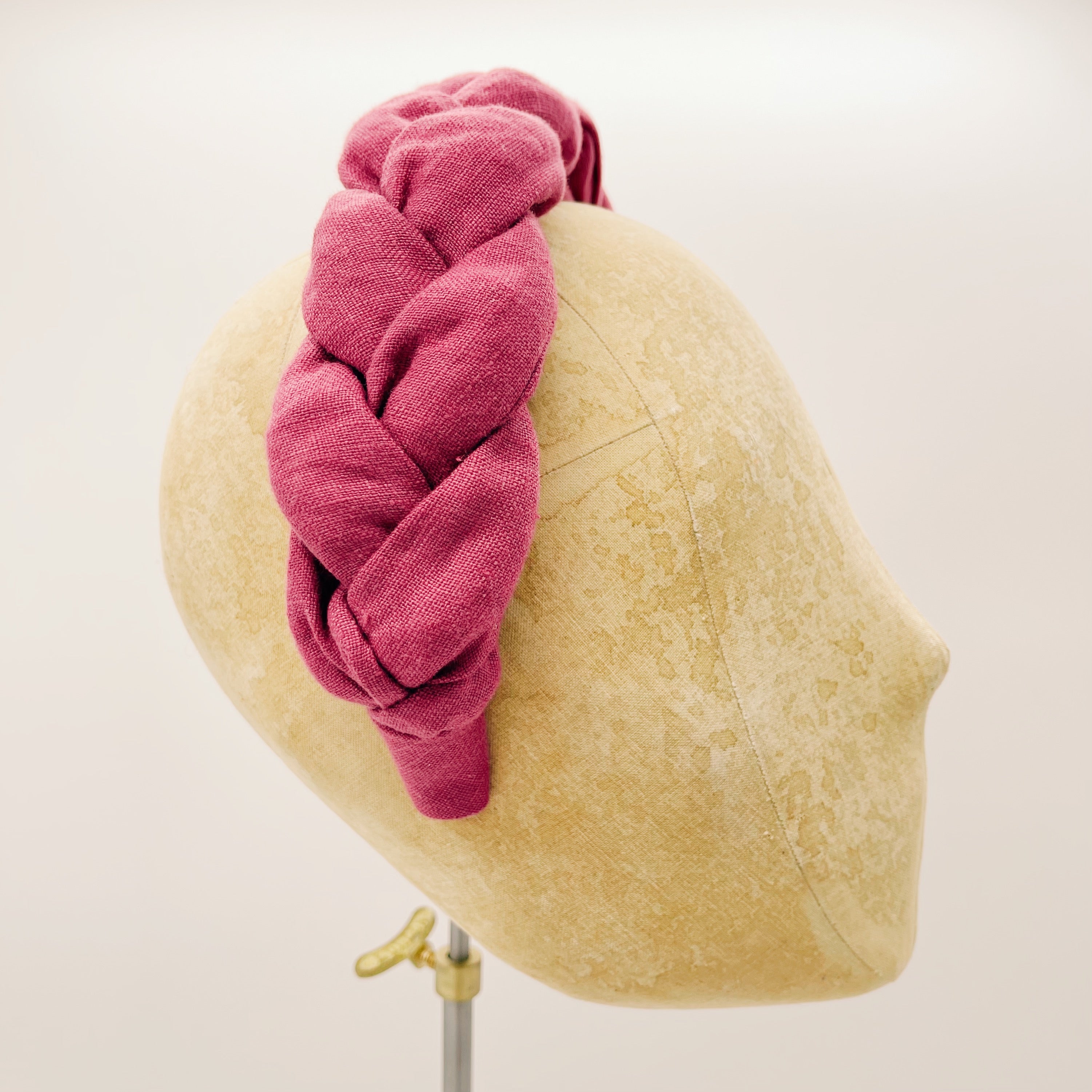 Fuchsia Linen Braided Headband
