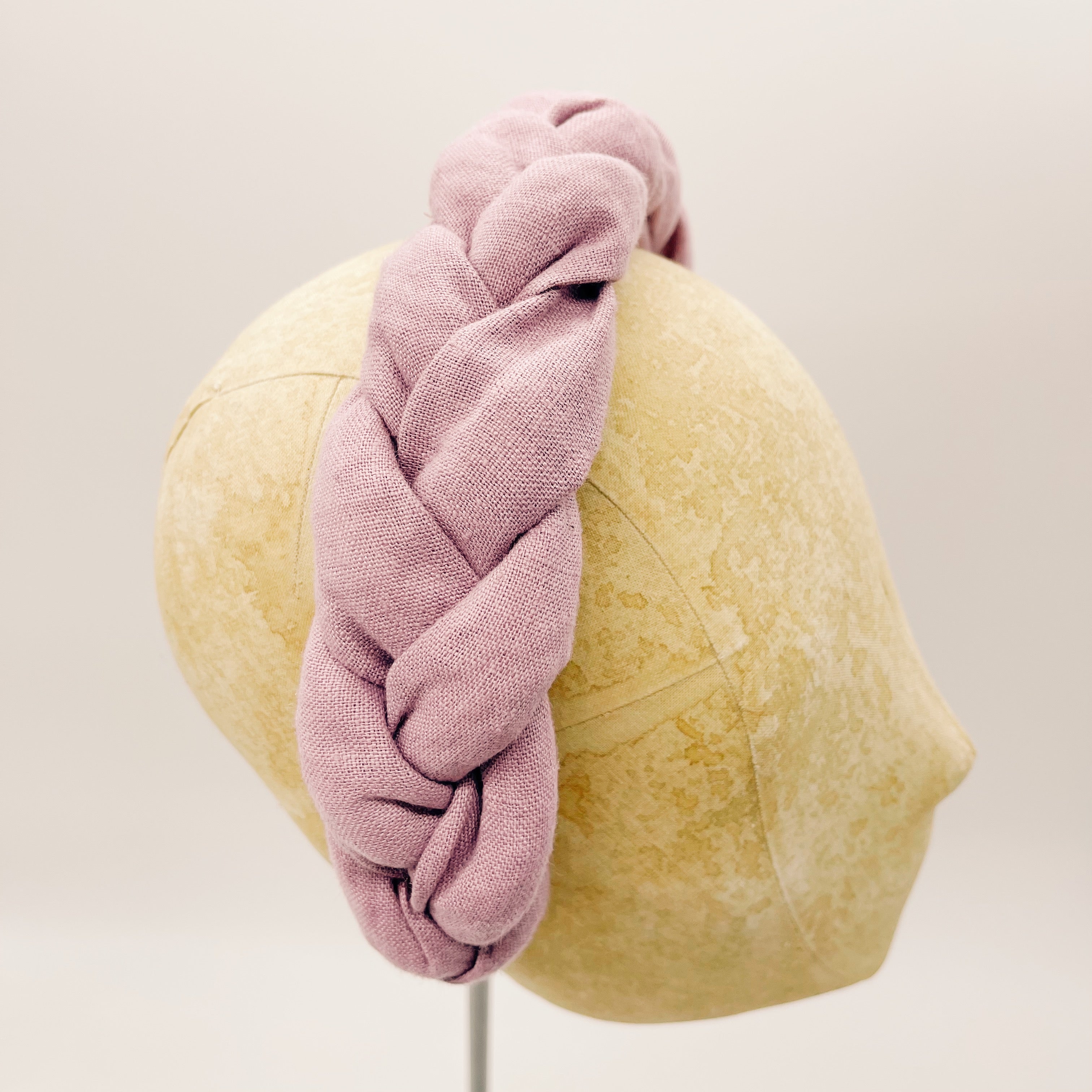 Linen Dusty Rose Braid Headband