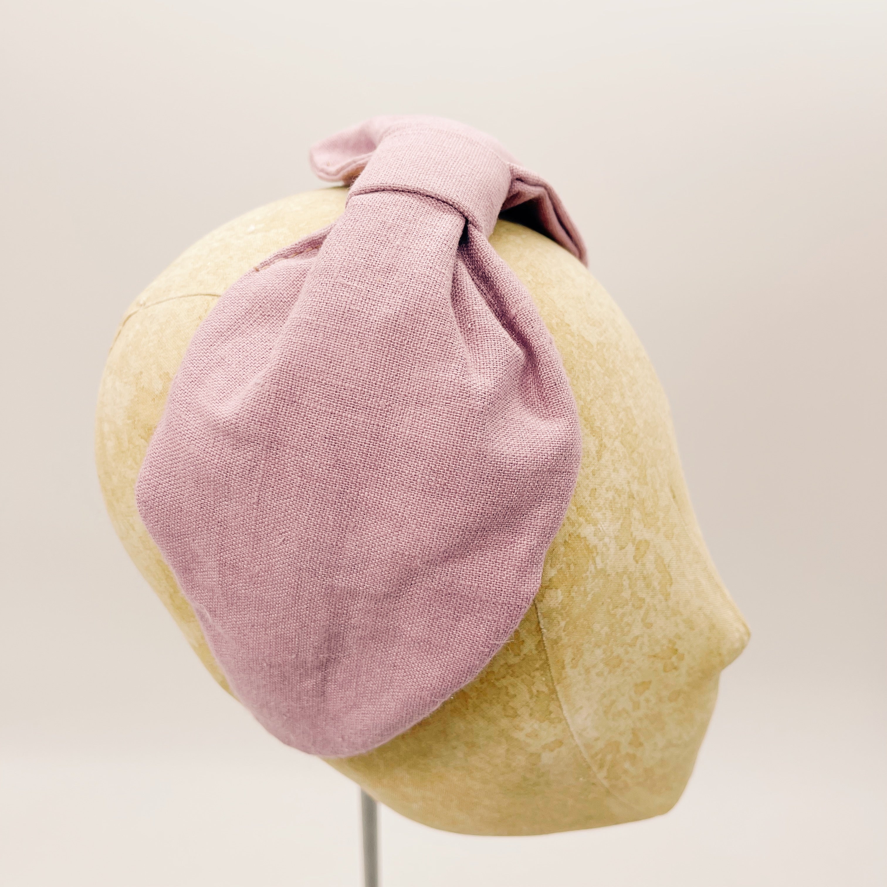 Dusty Rose Linen Leaf Headband
