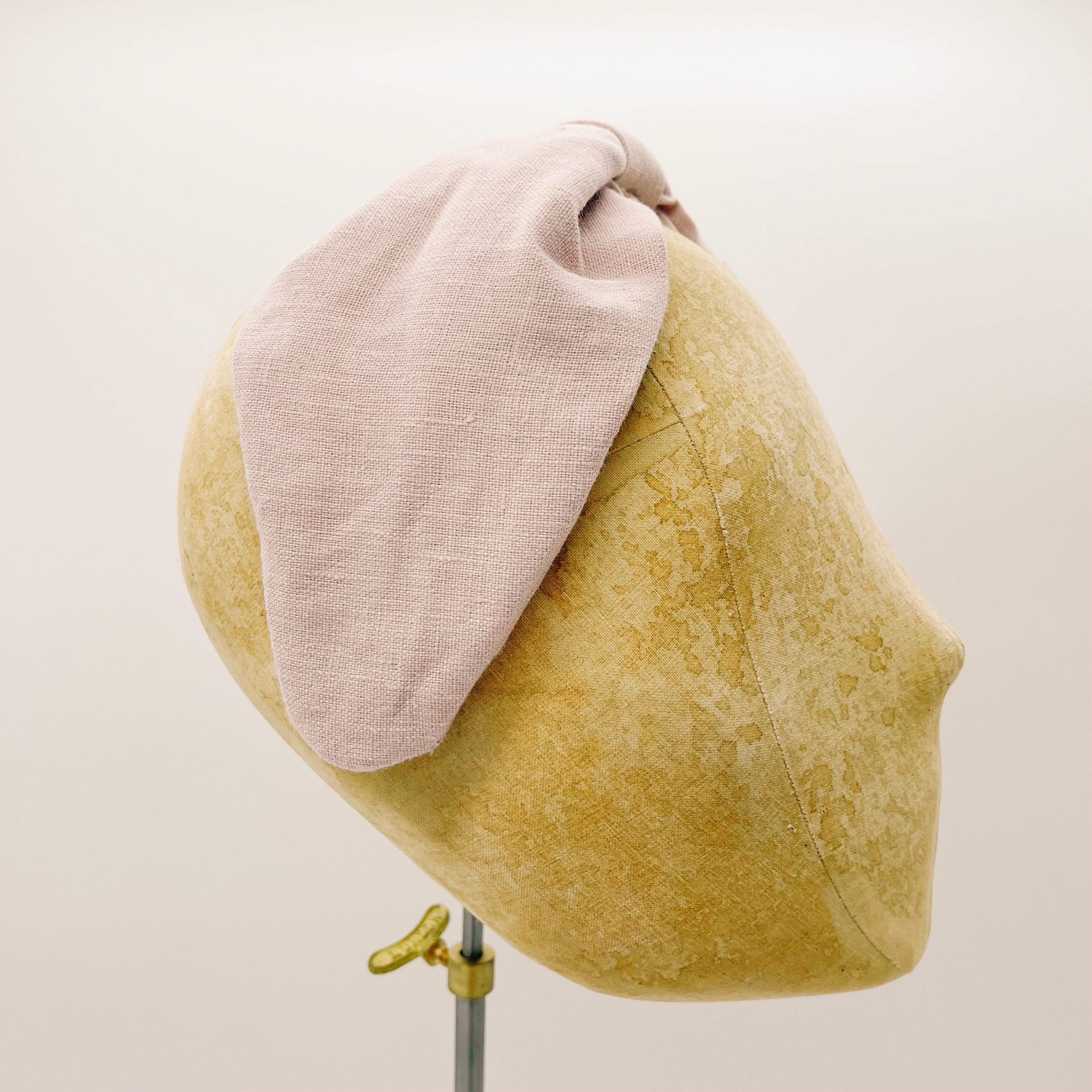Headband Linen Pastel Pink Leaf
