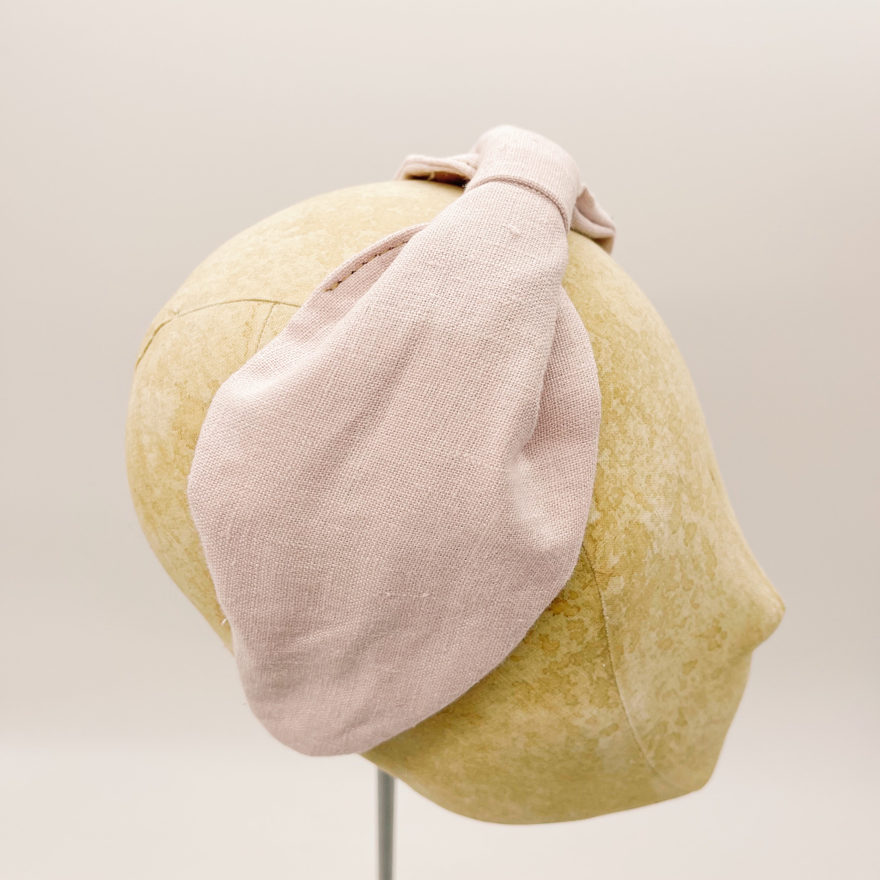 Headband Linen Pastel Pink Leaf