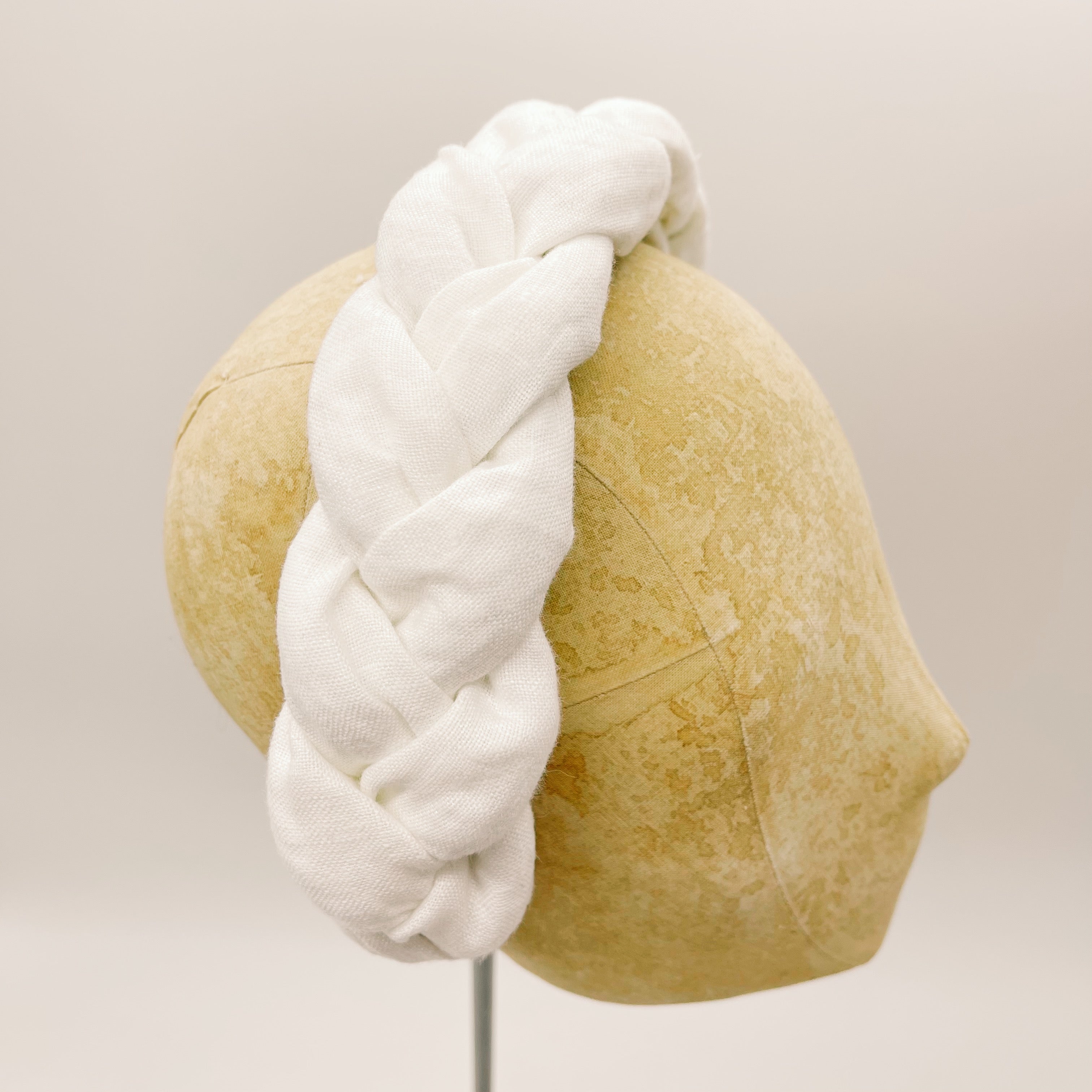 Linen White Braided Headband
