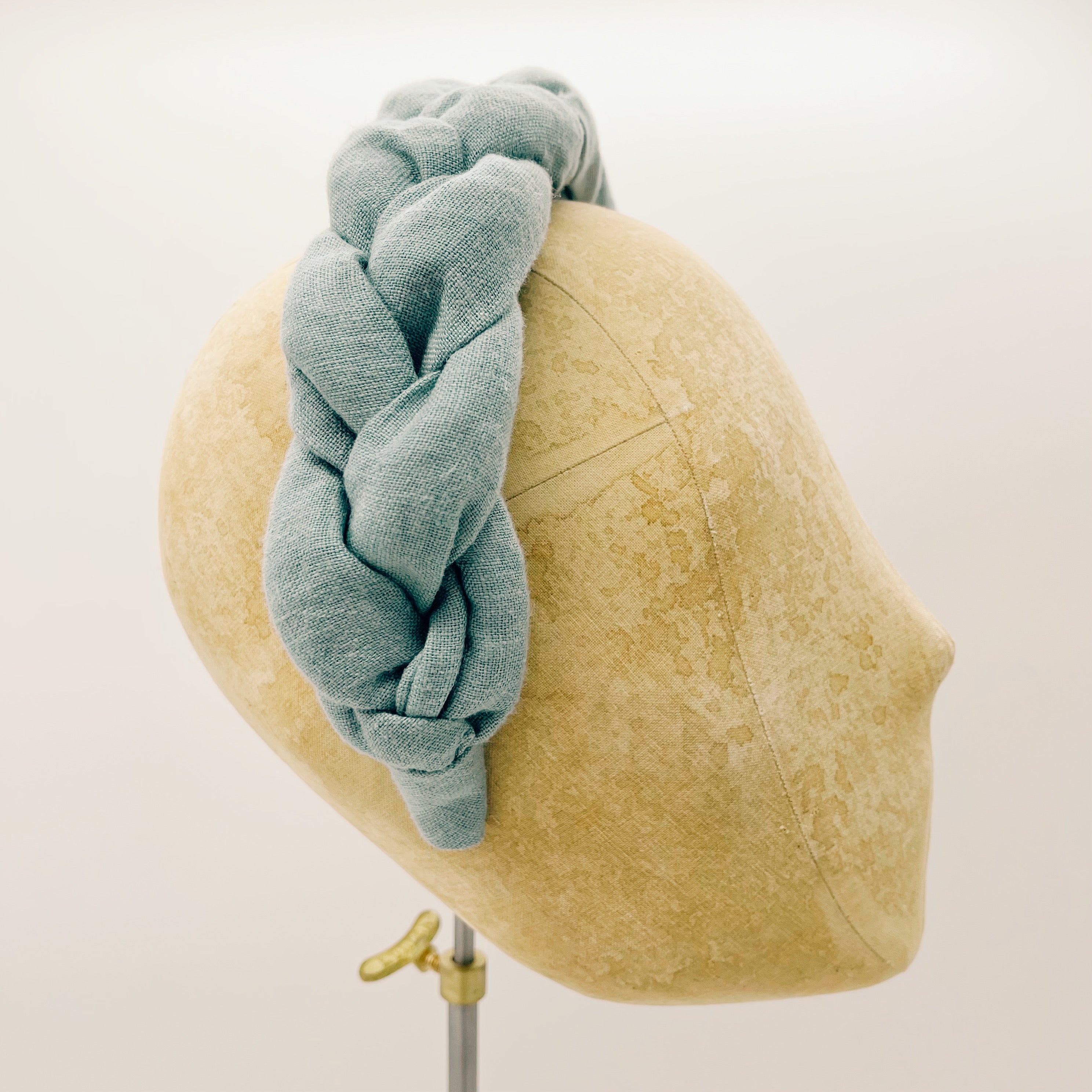 Linen Dusty Aqua Braided Headband
