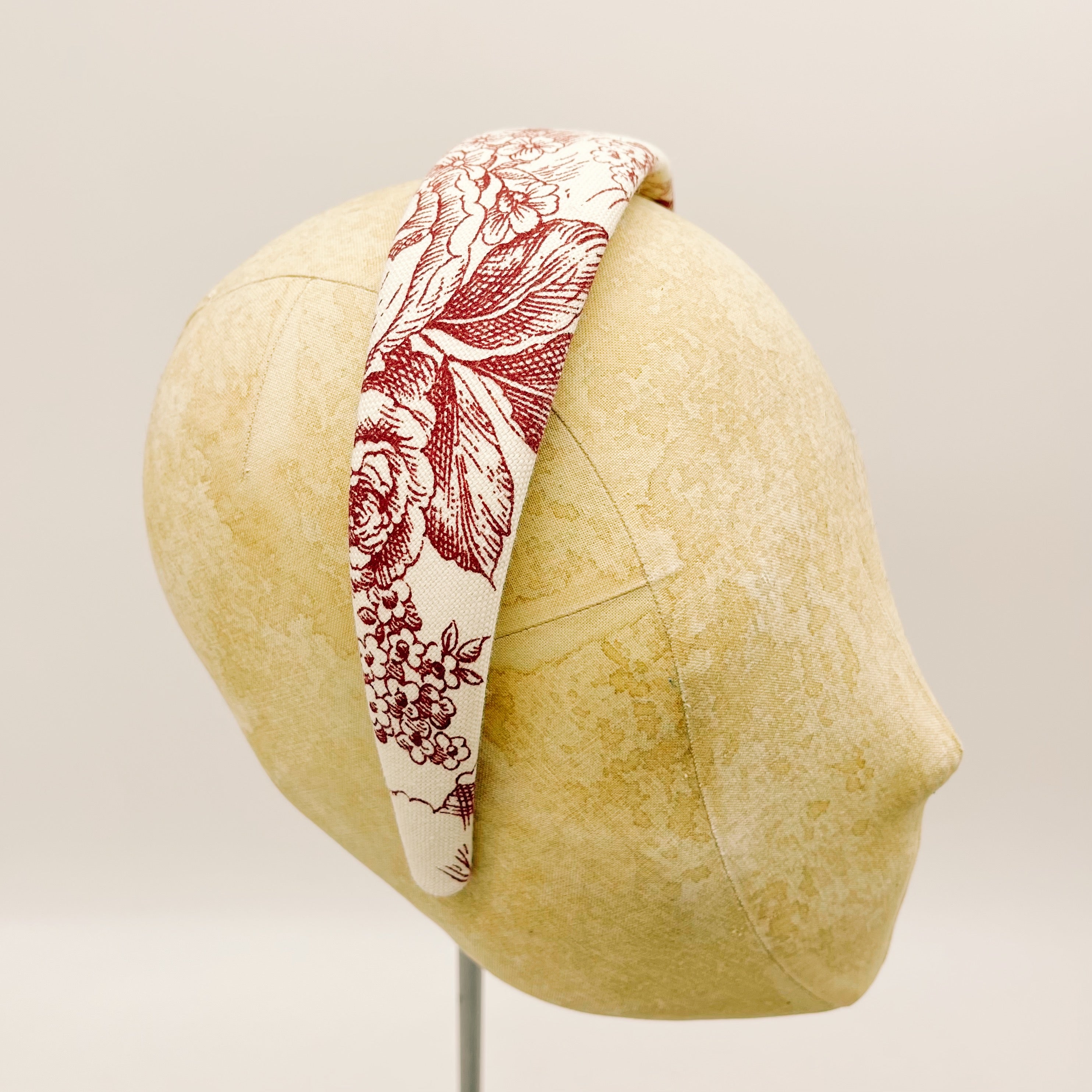 Velvet Headband Toile de Jouy Bordeaux