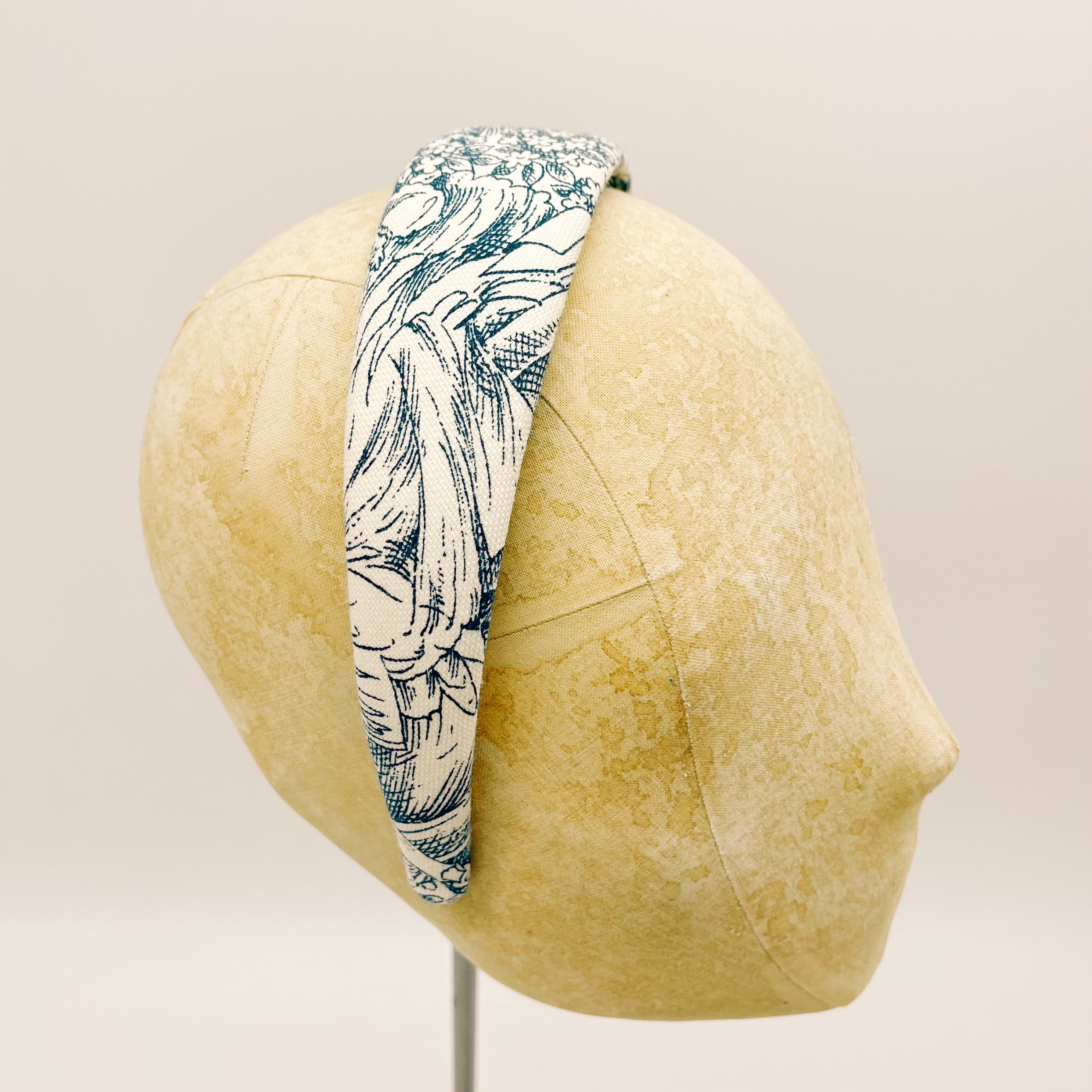 Velvet Toile de Jouy Blue Headband